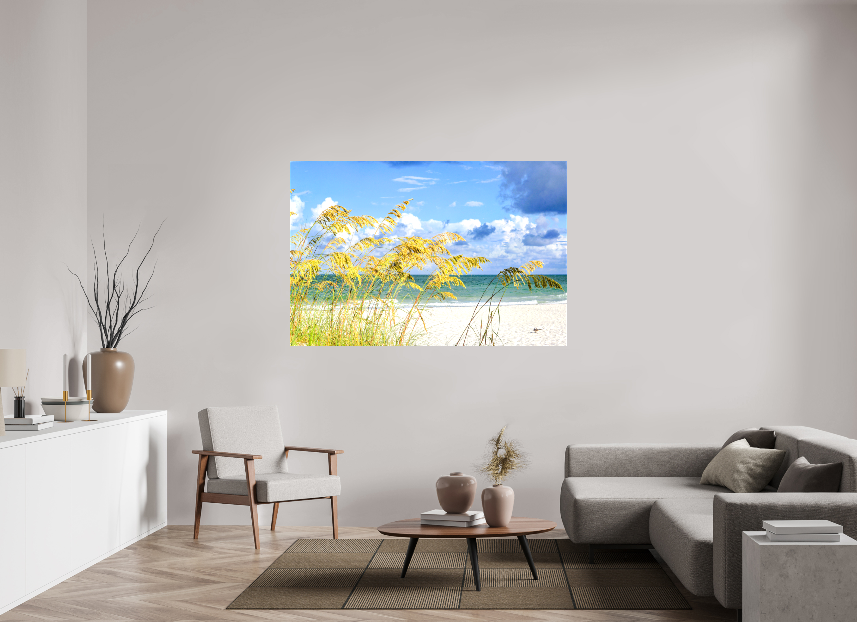 66 x 44″, Glossy Canvas on Stretcher Frame, 1,57" Wrapped Golden Sea Oats
