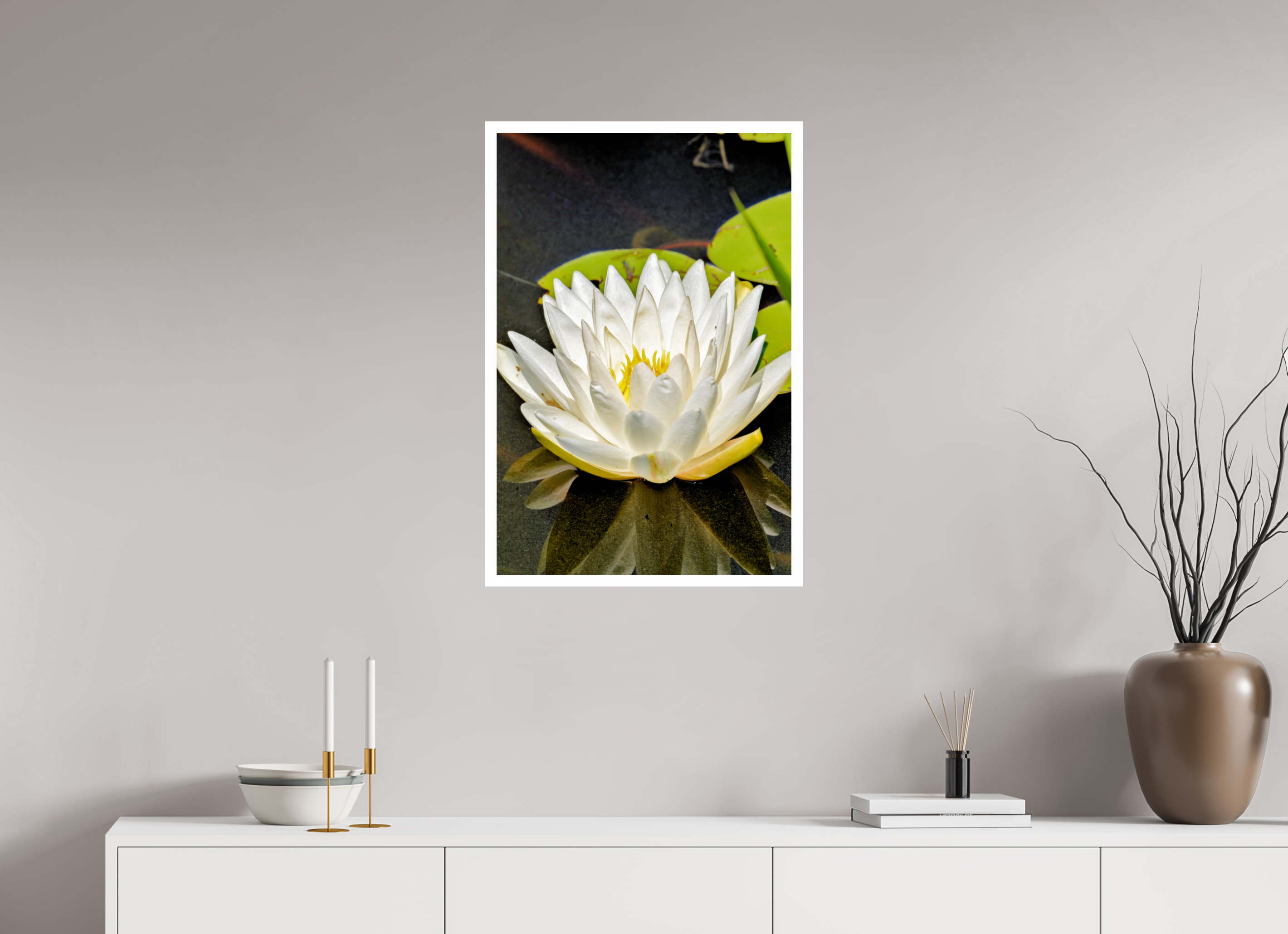 20 x 30″, Hahnemühle FineArt Pearl Print, .79" white border The White Water Lily