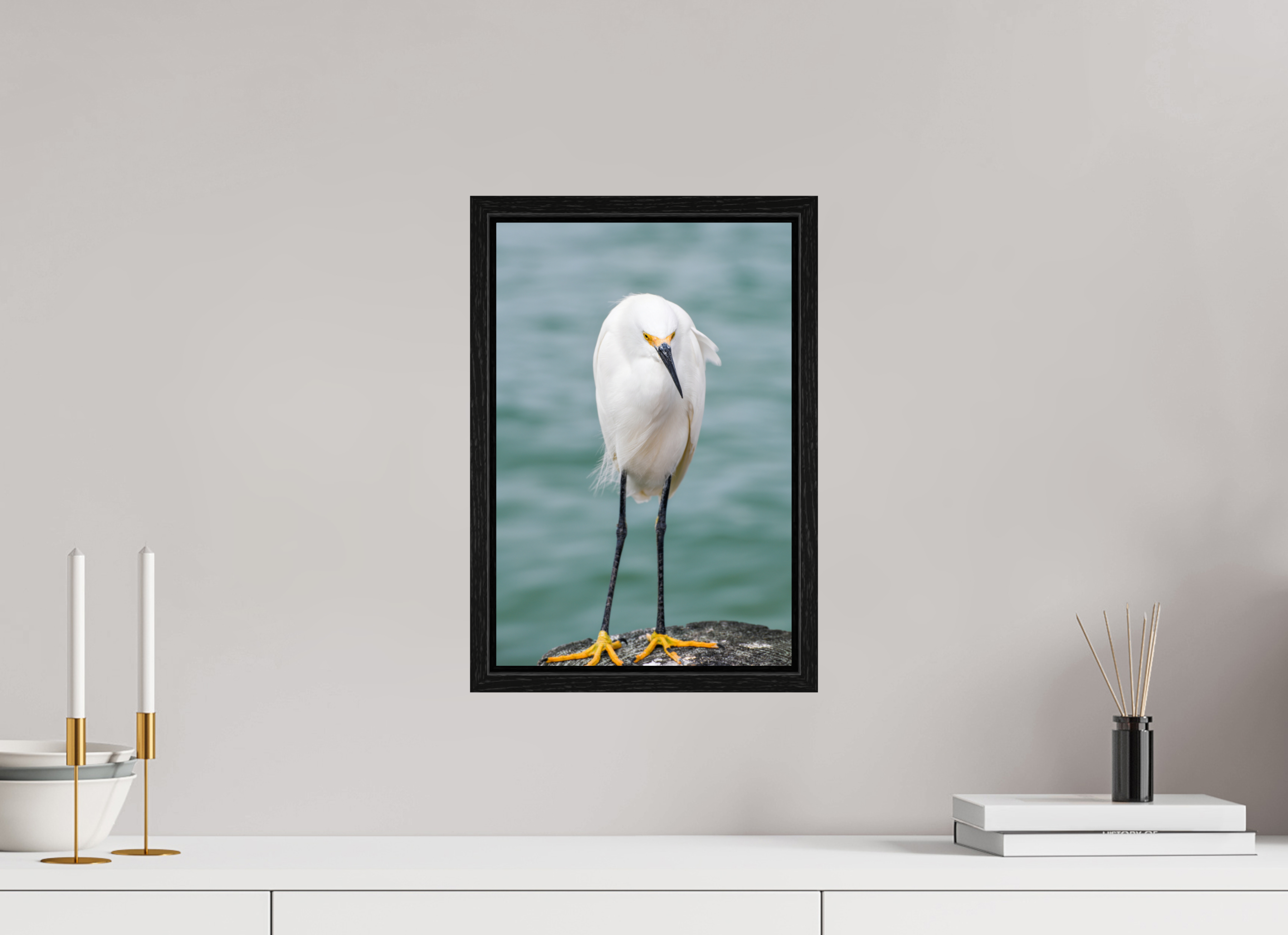 10 x 15″, Floater Frame, Basel 0.6", Black Oak, Glossy Acrylic Glass The Patient Hunter