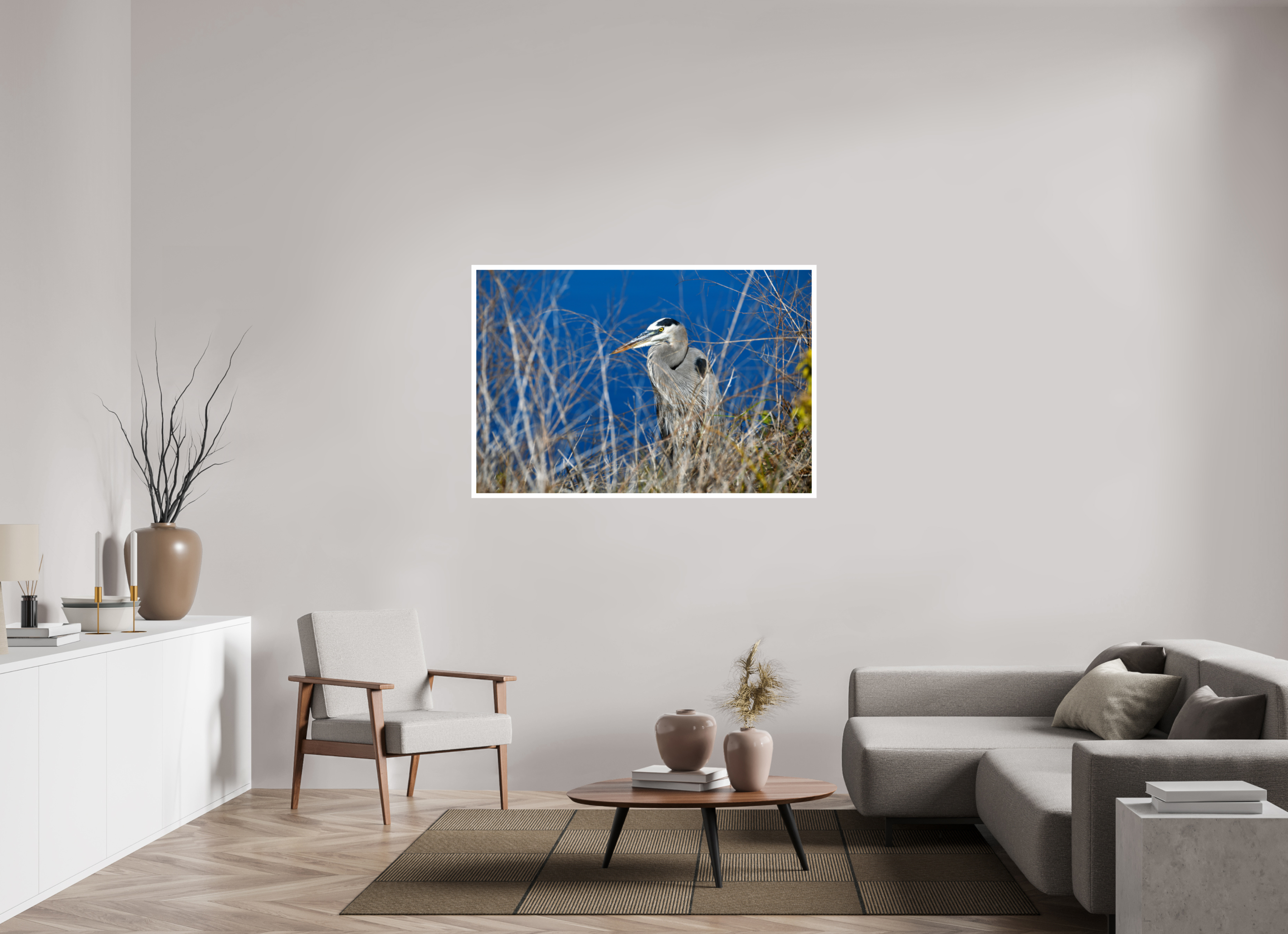 54 x 36″, Hahnemühle FineArt Pearl Print, .79" white border Hidden Majesty: Great Blue Heron