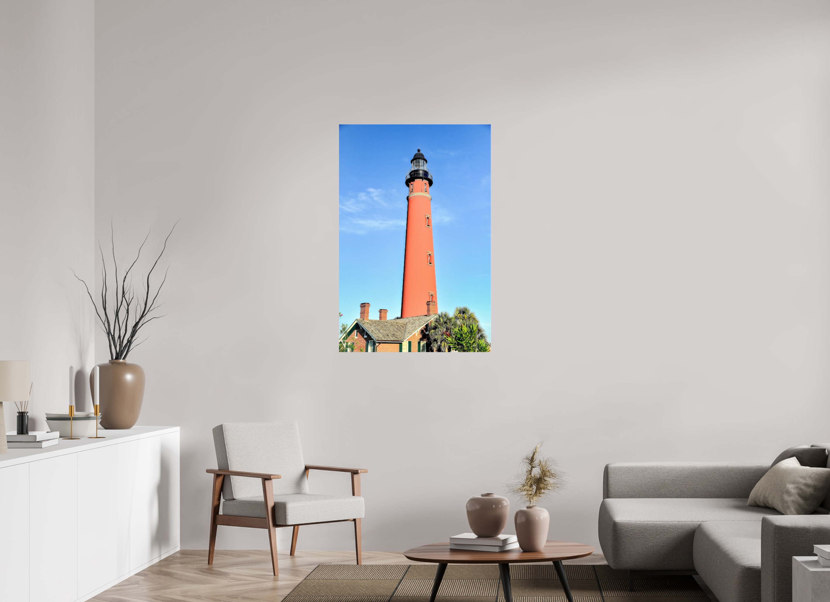 30 x 45″, Metallic Photo Print Under Acrylic Glass Historic Red Brick Ponce de Leon Lighthouse