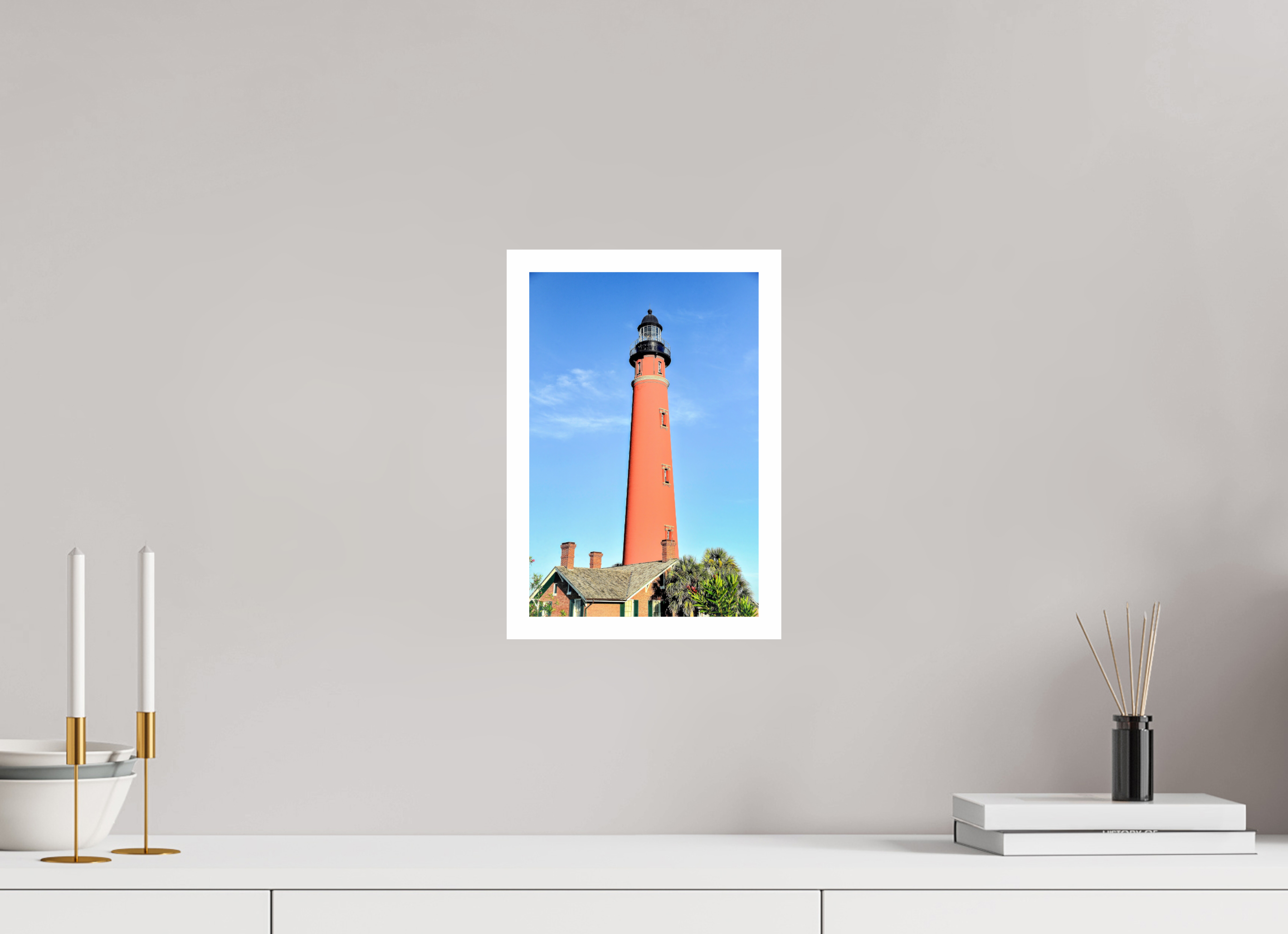 8 x 12″, Hahnemühle FineArt Pearl Print, .79" white border Historic Red Brick Ponce de Leon Lighthouse
