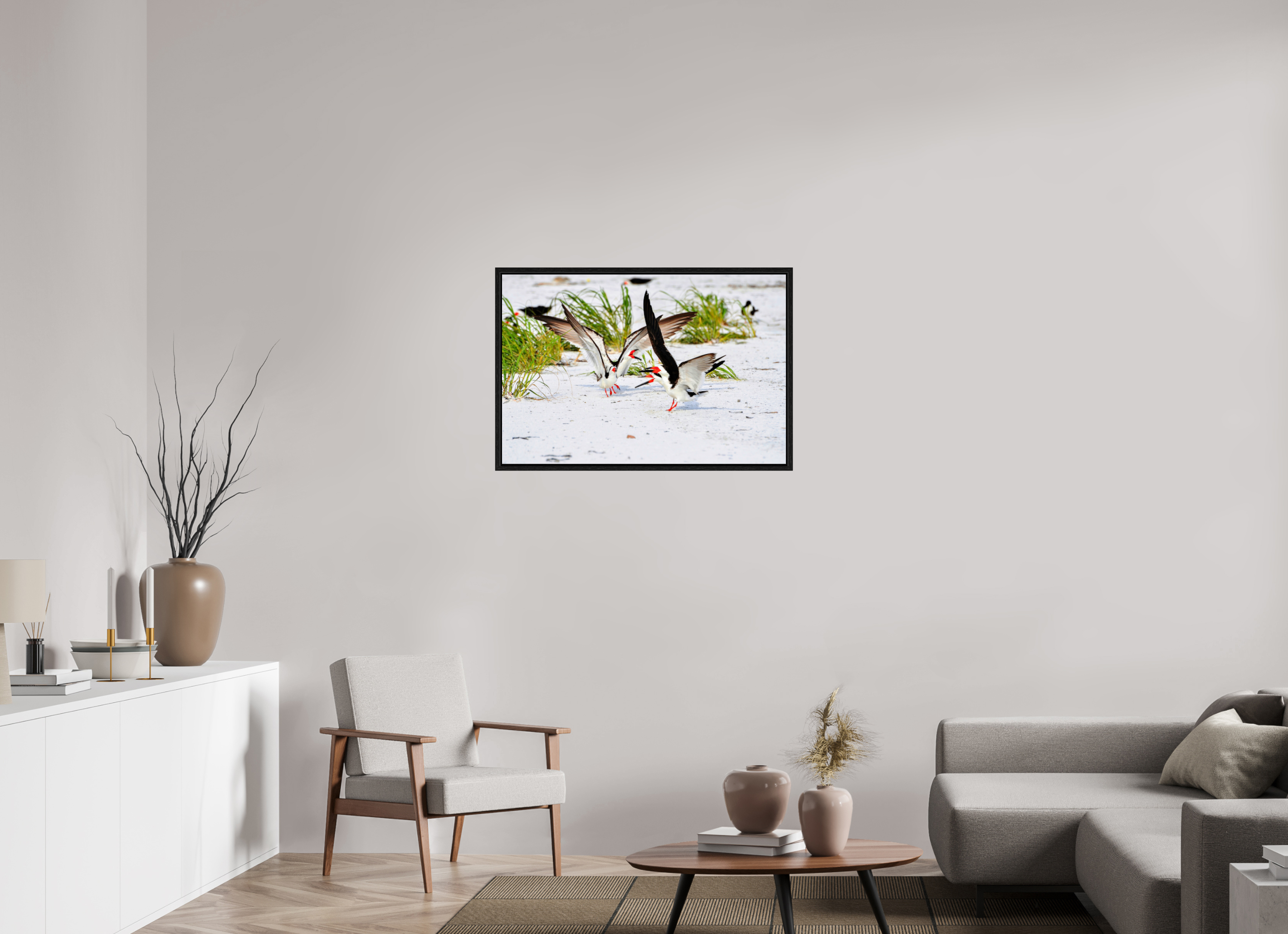 36 x 24″, Floater Frame, Basel 0.6", Black Oak, Glossy Acrylic Glass The Skimmer Dance