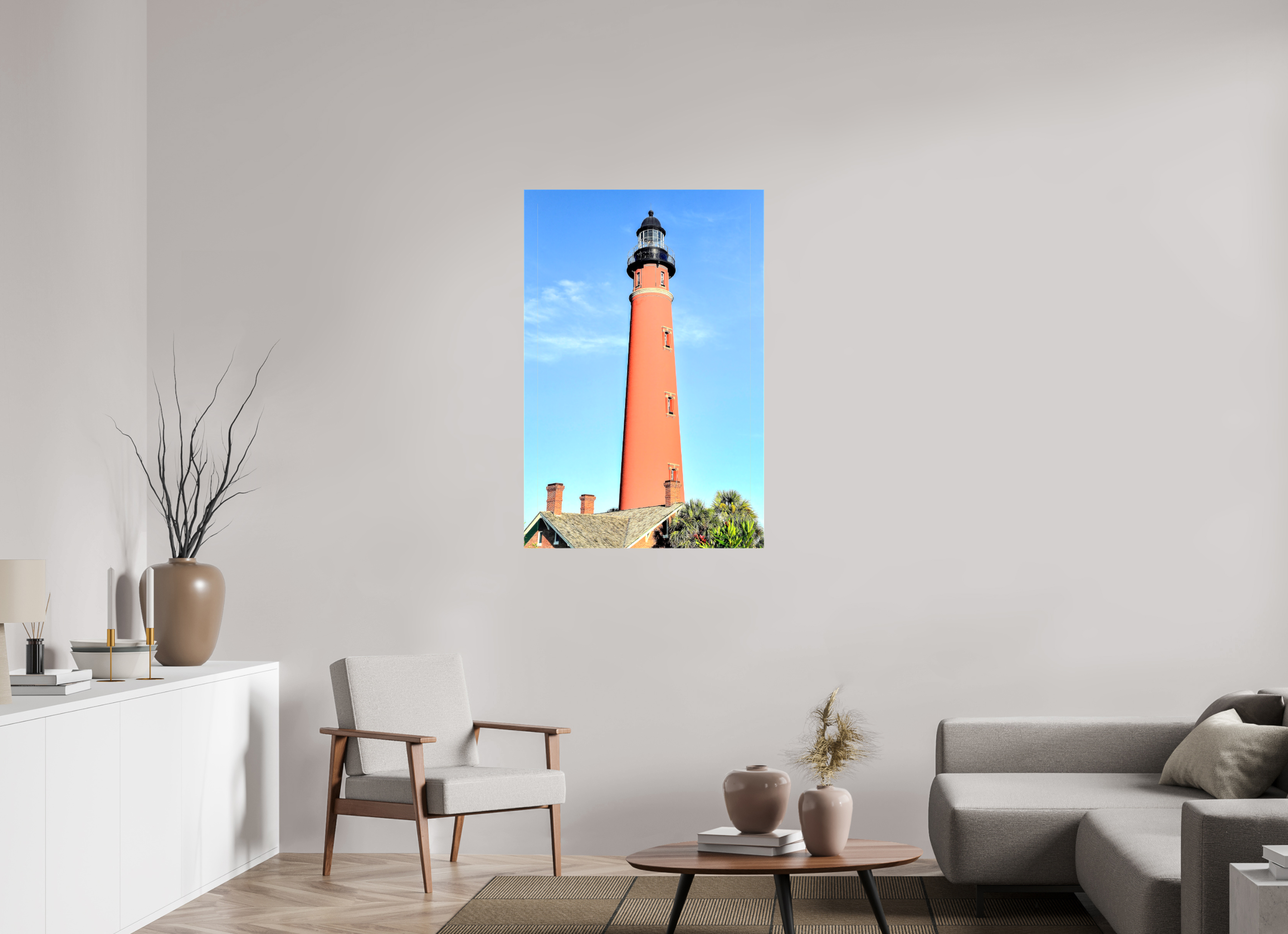 30 x 45″, Glossy Canvas on Stretcher Frame, 1,57" Wrapped Historic Red Brick Ponce de Leon Lighthouse
