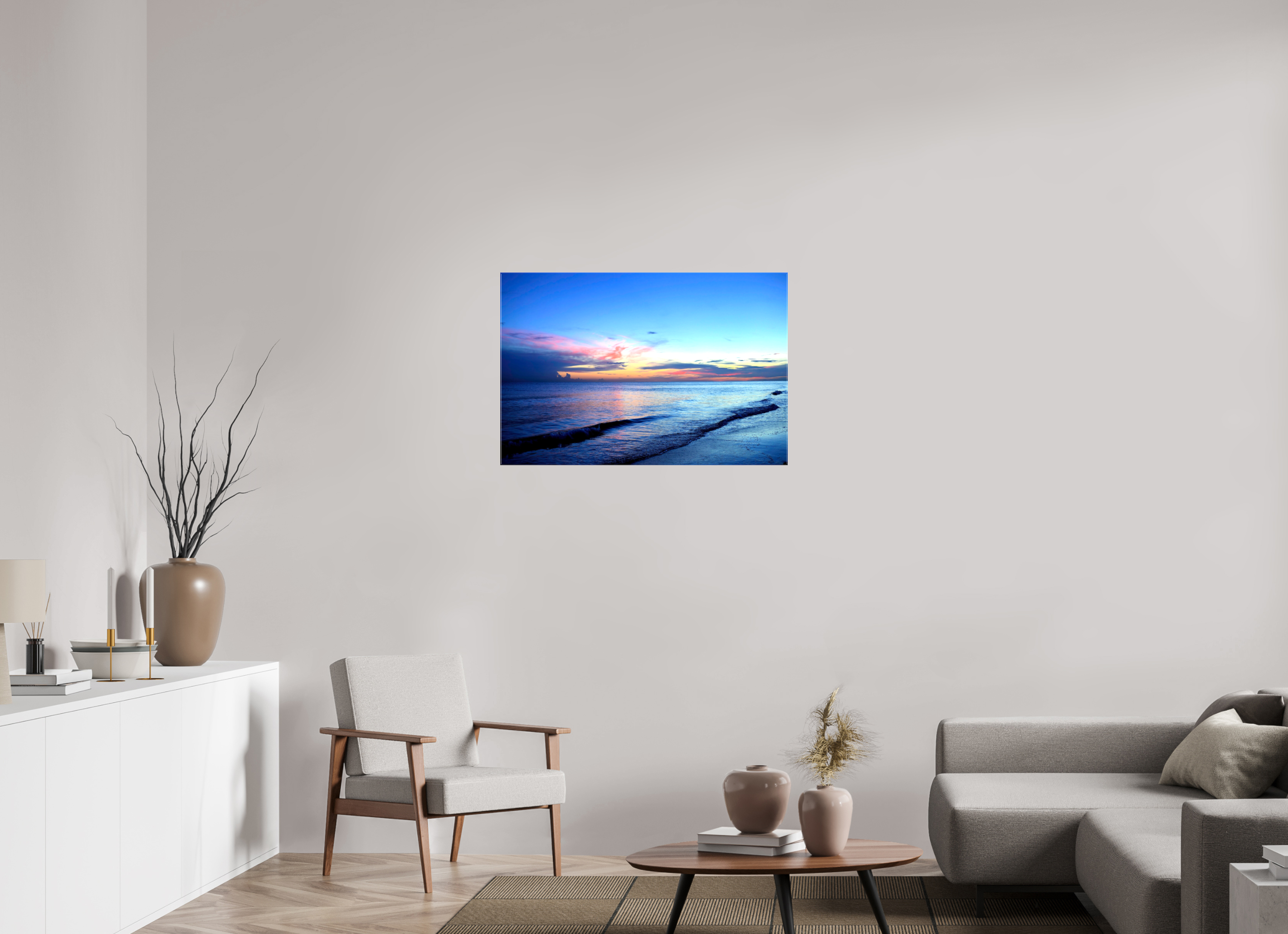 36 x 24″, Glossy Canvas on Stretcher Frame, 1,57" Wrapped Indigo Horizon