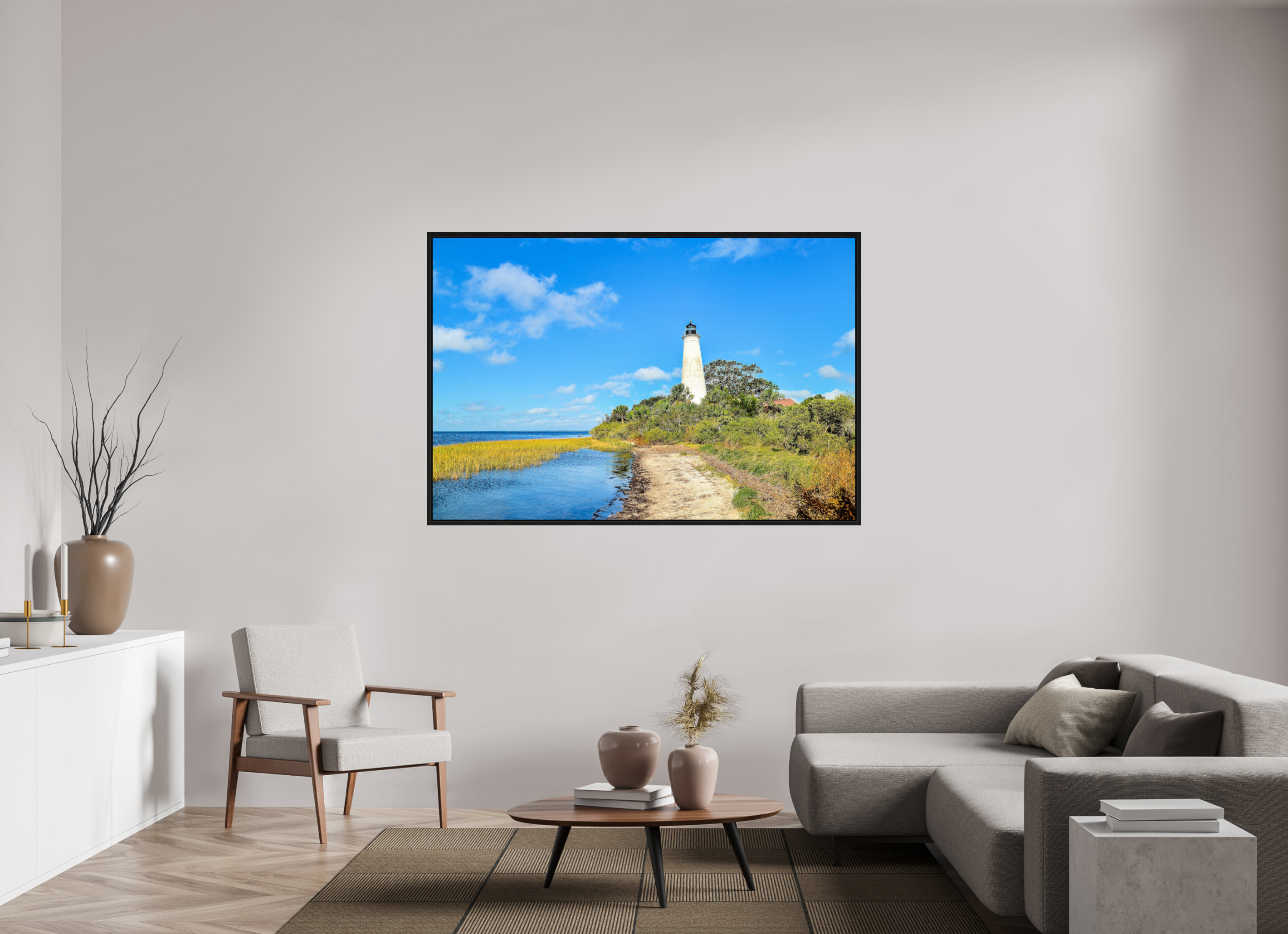 66 x 44″, Floater Frame St. Marks Lighthouse