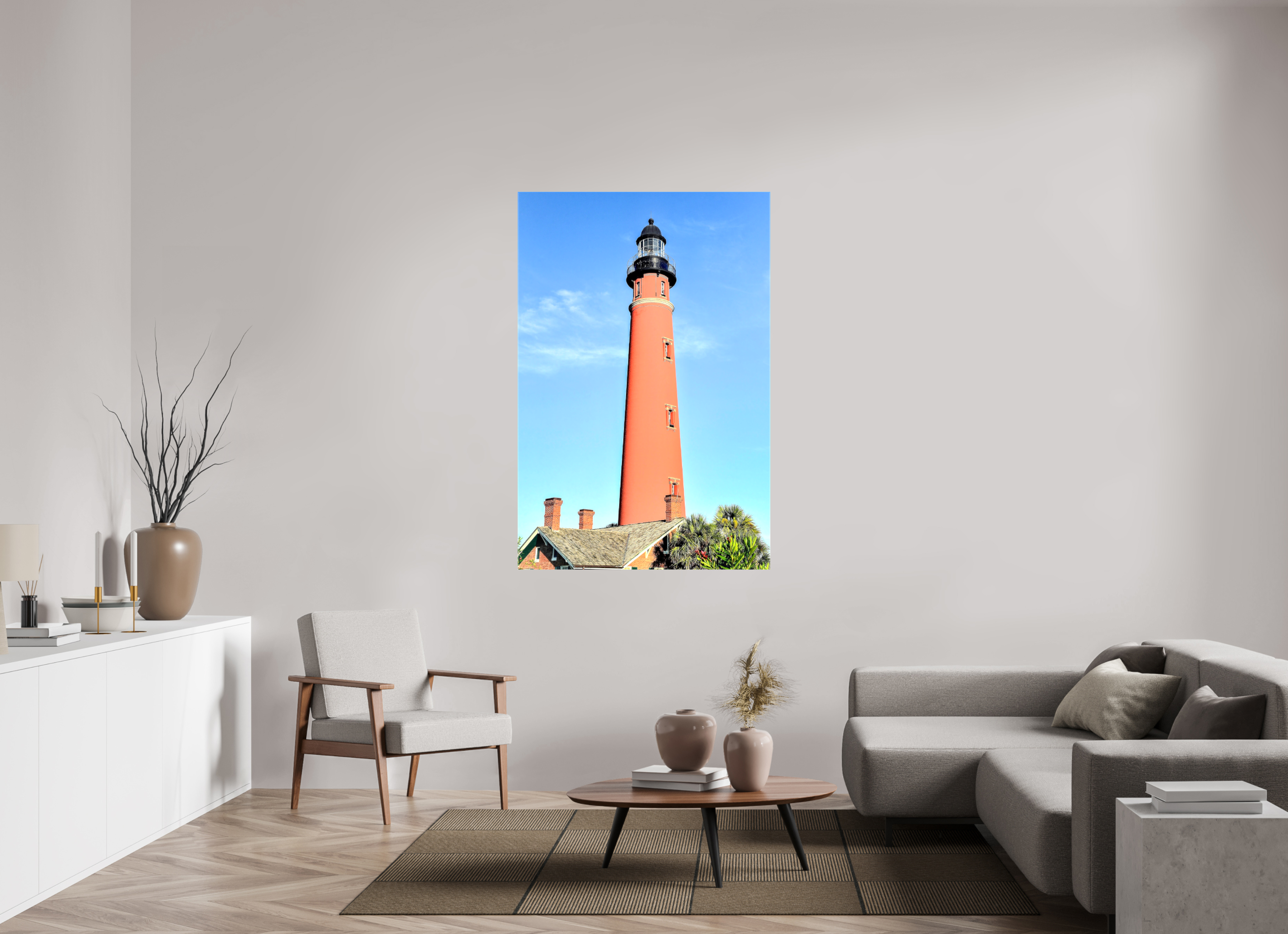 40 x 60″, Glossy Canvas on Stretcher Frame, 1,57" Wrapped Historic Red Brick Ponce de Leon Lighthouse