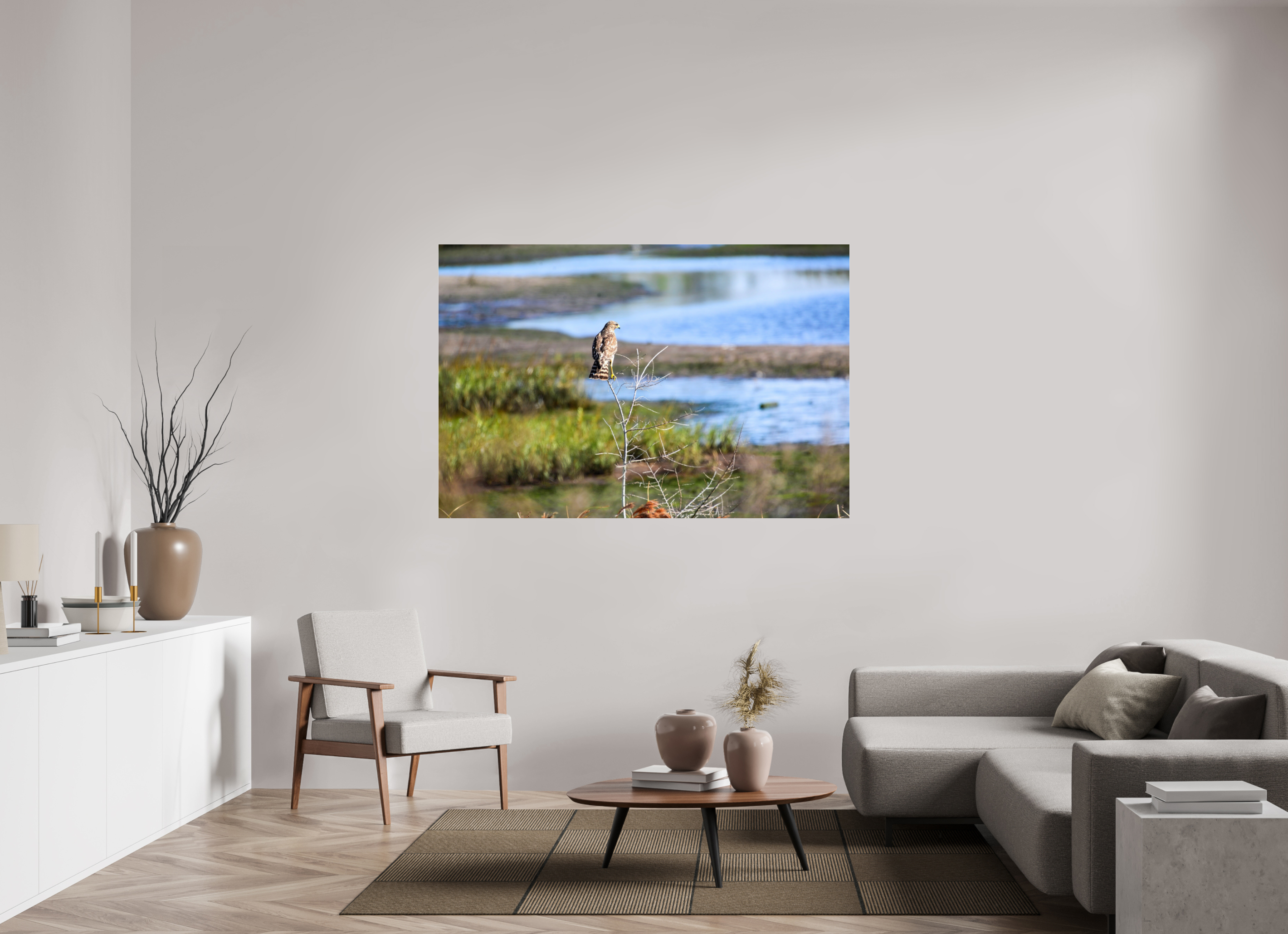 66 x 44″, Metallic Photo Print Under Acrylic Glass Guardian of the Marsh