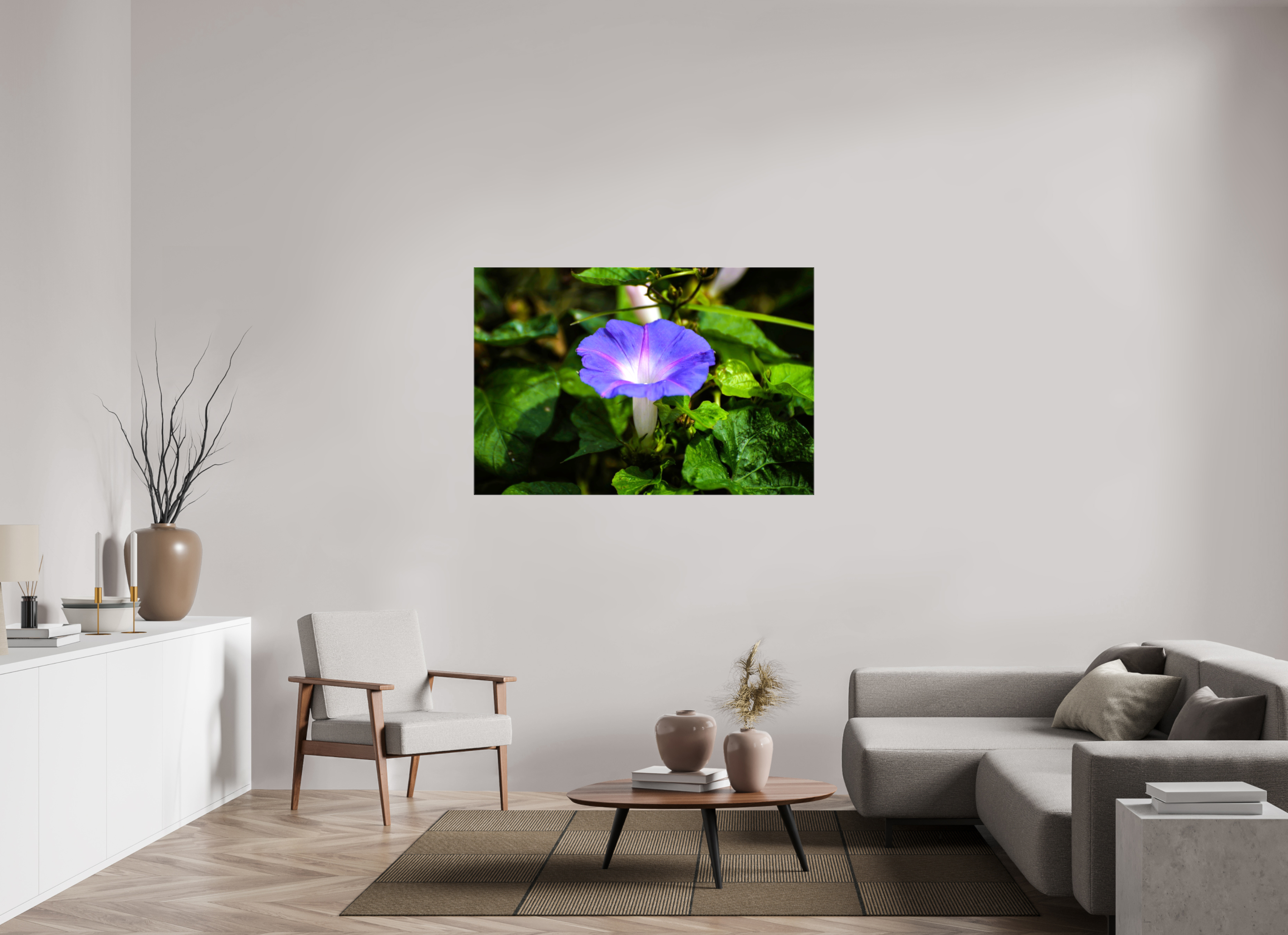 54 x 36″, Glossy Canvas on Stretcher Frame, 1,57" Wrapped Heavenly Blue Morning Glory