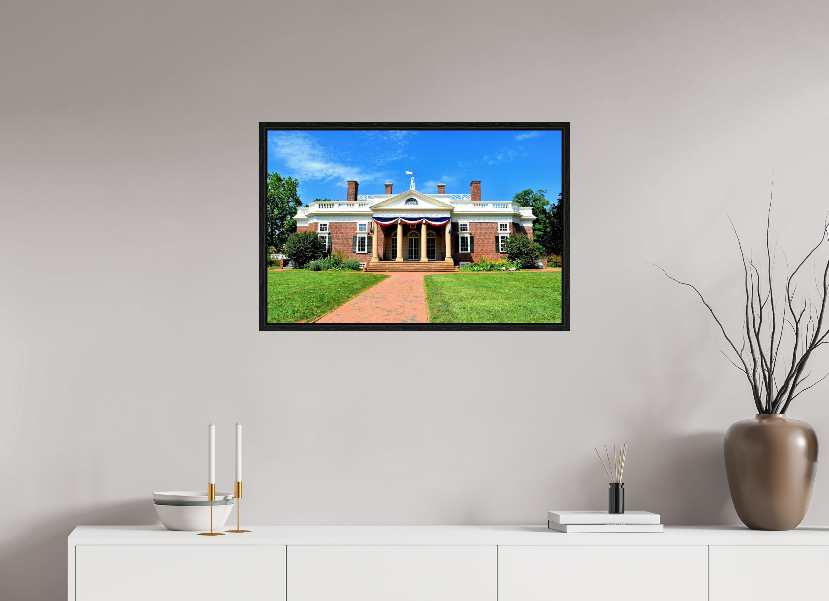 30.6 x 20″, Floater Frame Jefferson’s Masterpiece: Monticello at Midday