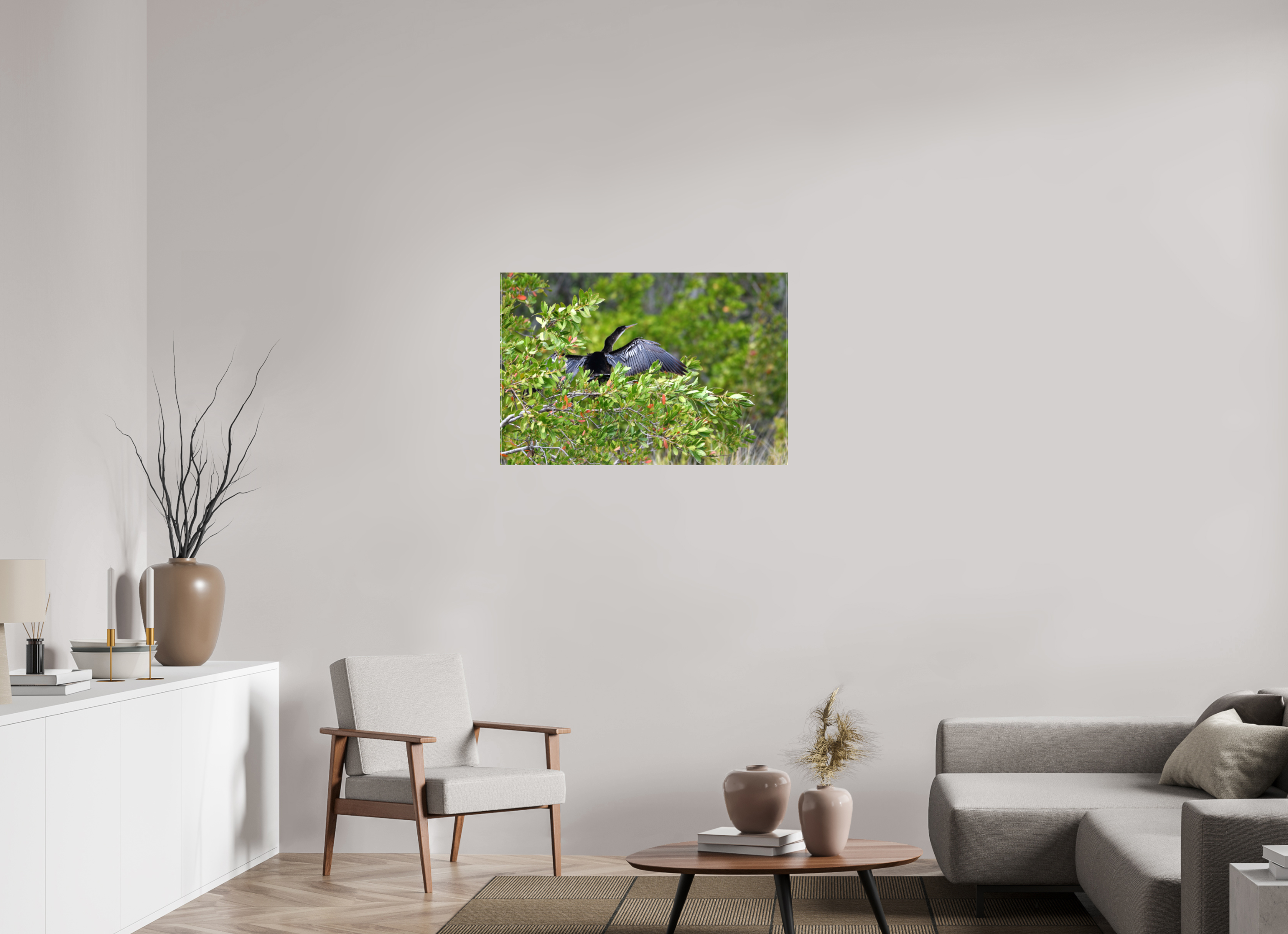 36 x 24″, Glossy Canvas on Stretcher Frame, 1,57" Wrapped Florida Anhinga Sunning