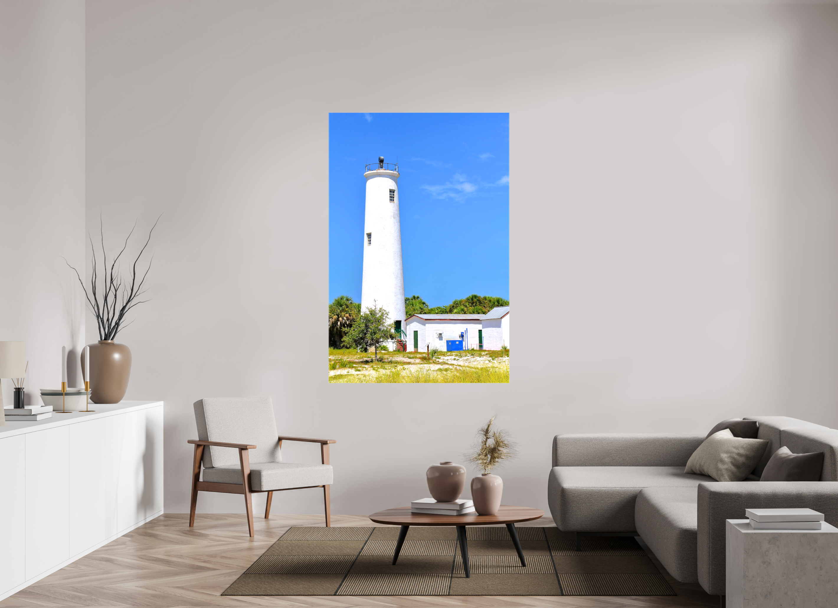 44 x 66″, Glossy Canvas on Stretcher Frame, 1,57" Wrapped Egmont Key Lighthouse