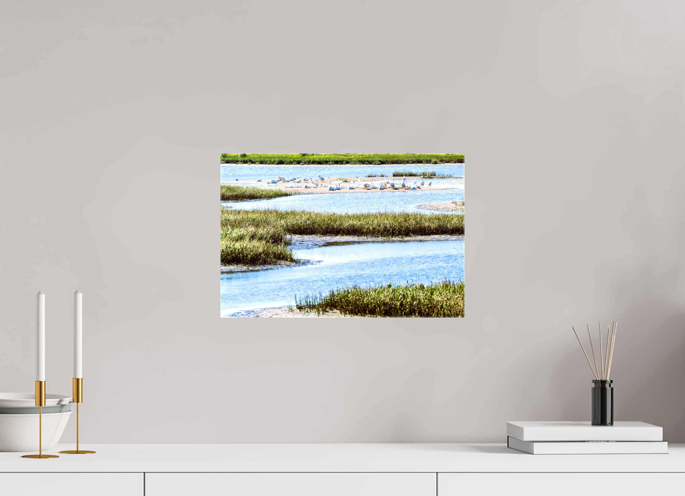 15 x 10″, Glossy Canvas on Stretcher Frame, 1,57" Wrapped Marshland Sanctuary