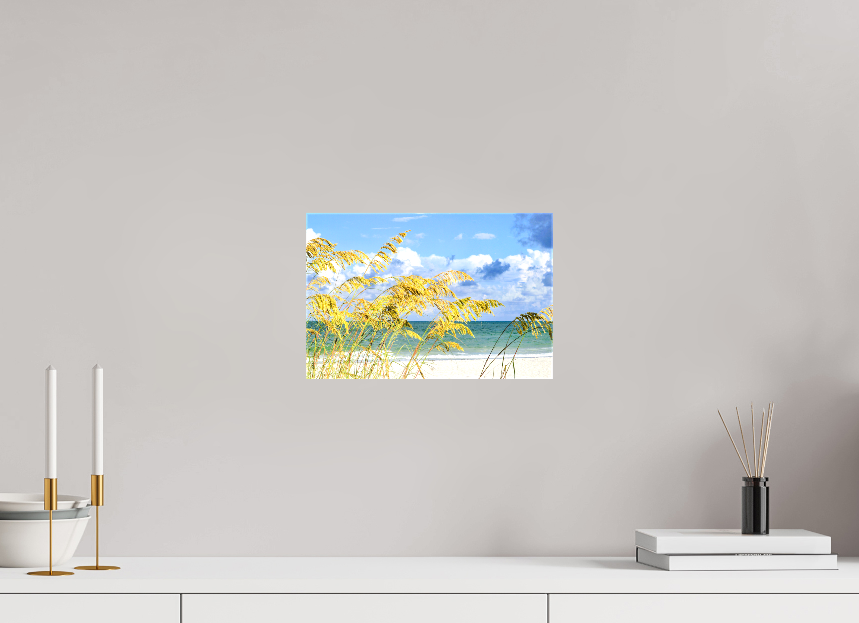 12 x 8″, Glossy Canvas on Stretcher Frame, 1,57" Wrapped Golden Sea Oats