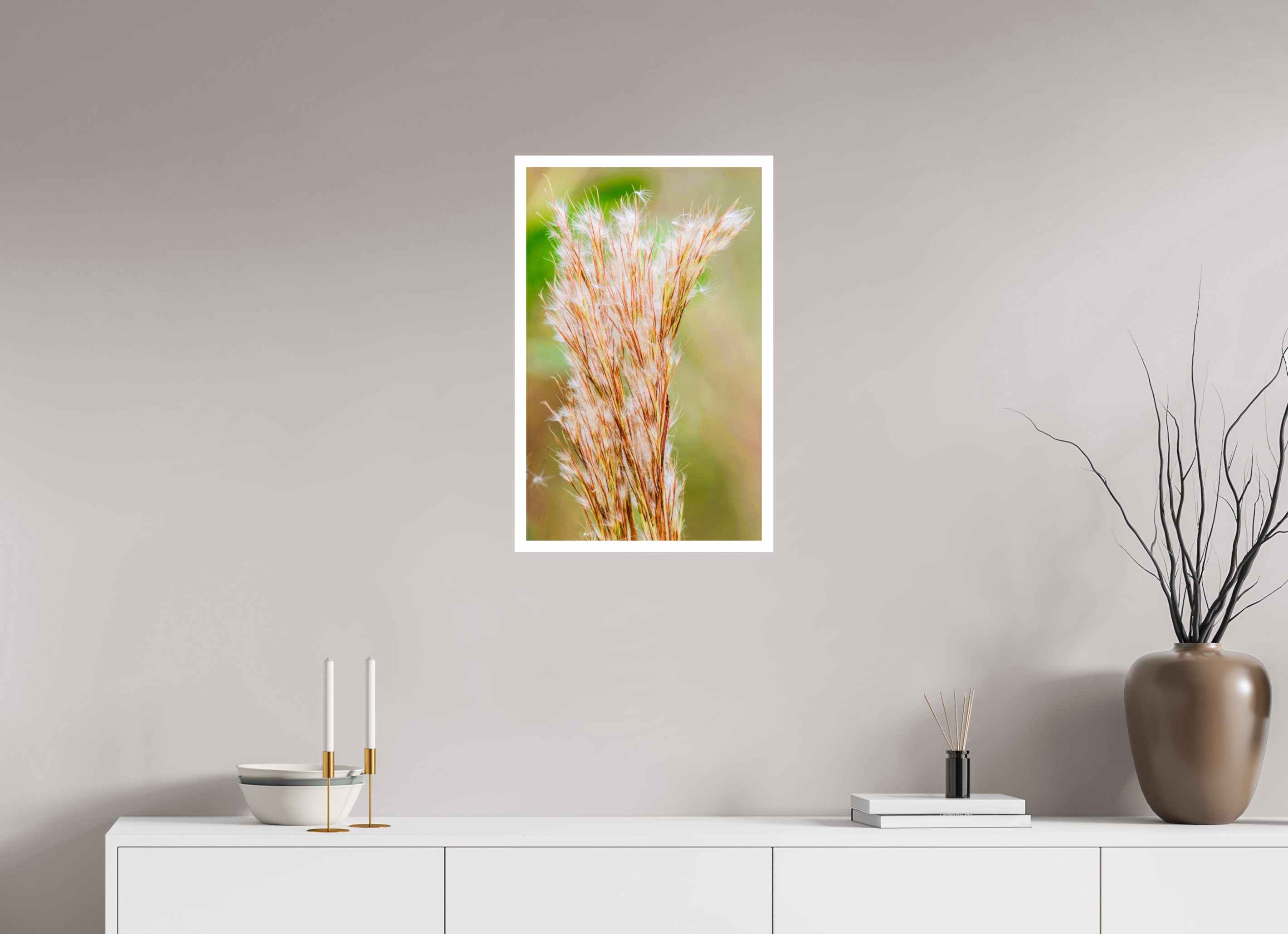 16 x 25.4″, Hahnemühle FineArt Pearl Print without Frame, .79" white border Bushy Bluestem in the Breeze