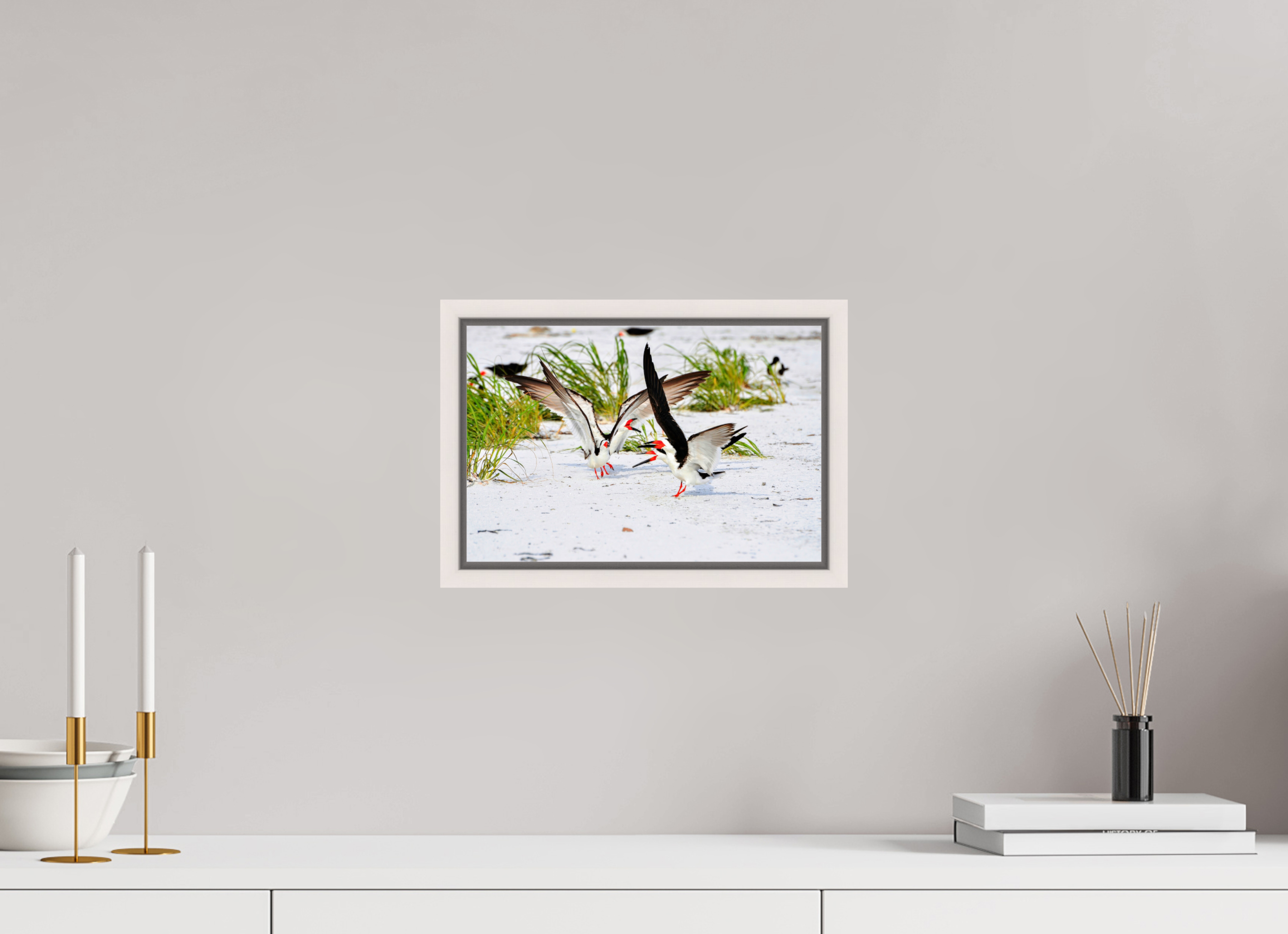 12 x 8″, Floater Frame, Basel 0.6", Maple White, Glossy Acrylic Glass The Skimmer Dance