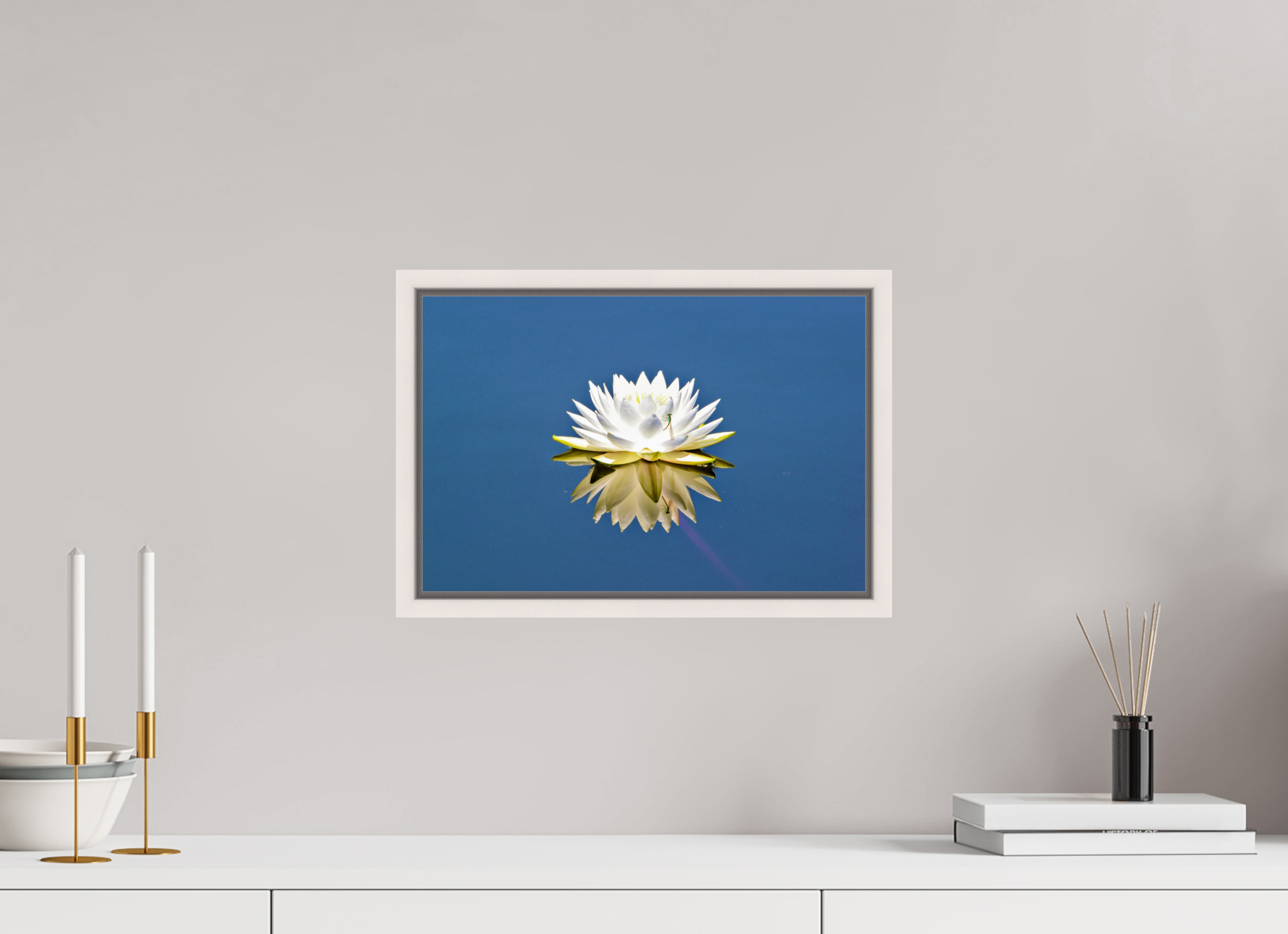 15 x 10″, Floater Frame, Basel 0.6", Maple White, Glossy Acrylic Glass Floating Grace