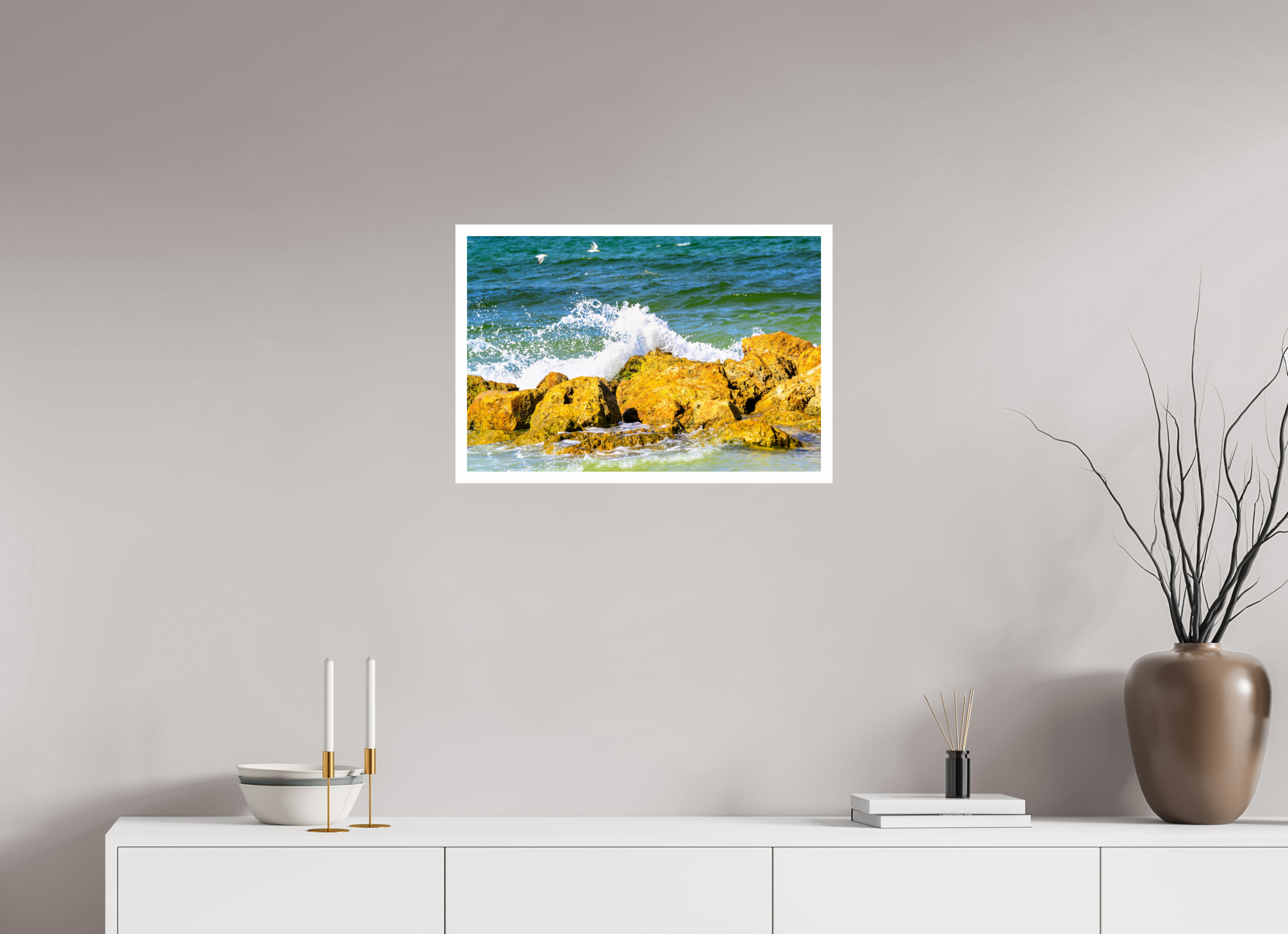 24 x 16″, Hahnemühle FineArt Pearl Print, .79" white border Waves Breaking