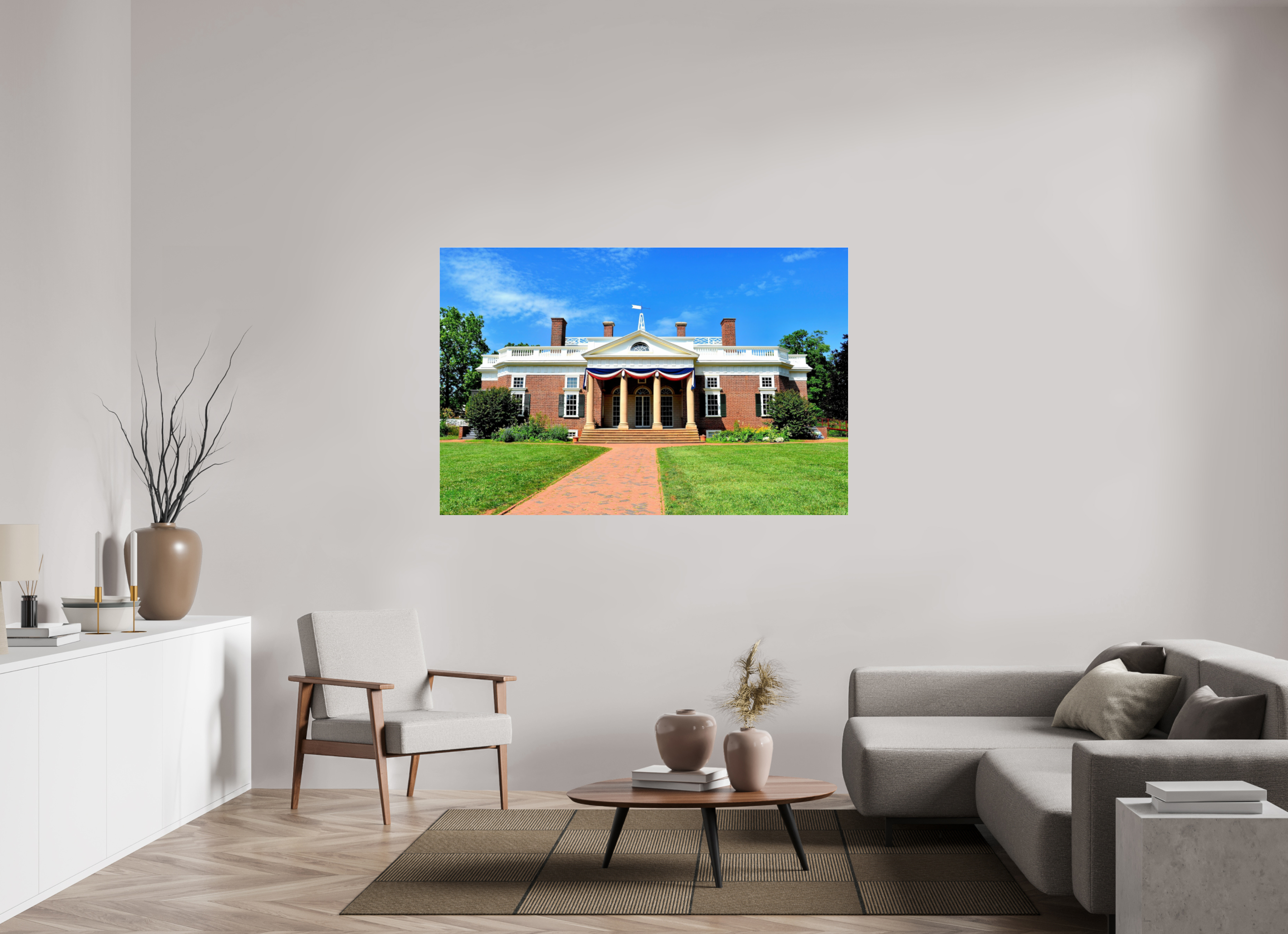65.6 x 43″, Photo Print Under Acrylic Glass Jefferson’s Masterpiece: Monticello at Midday