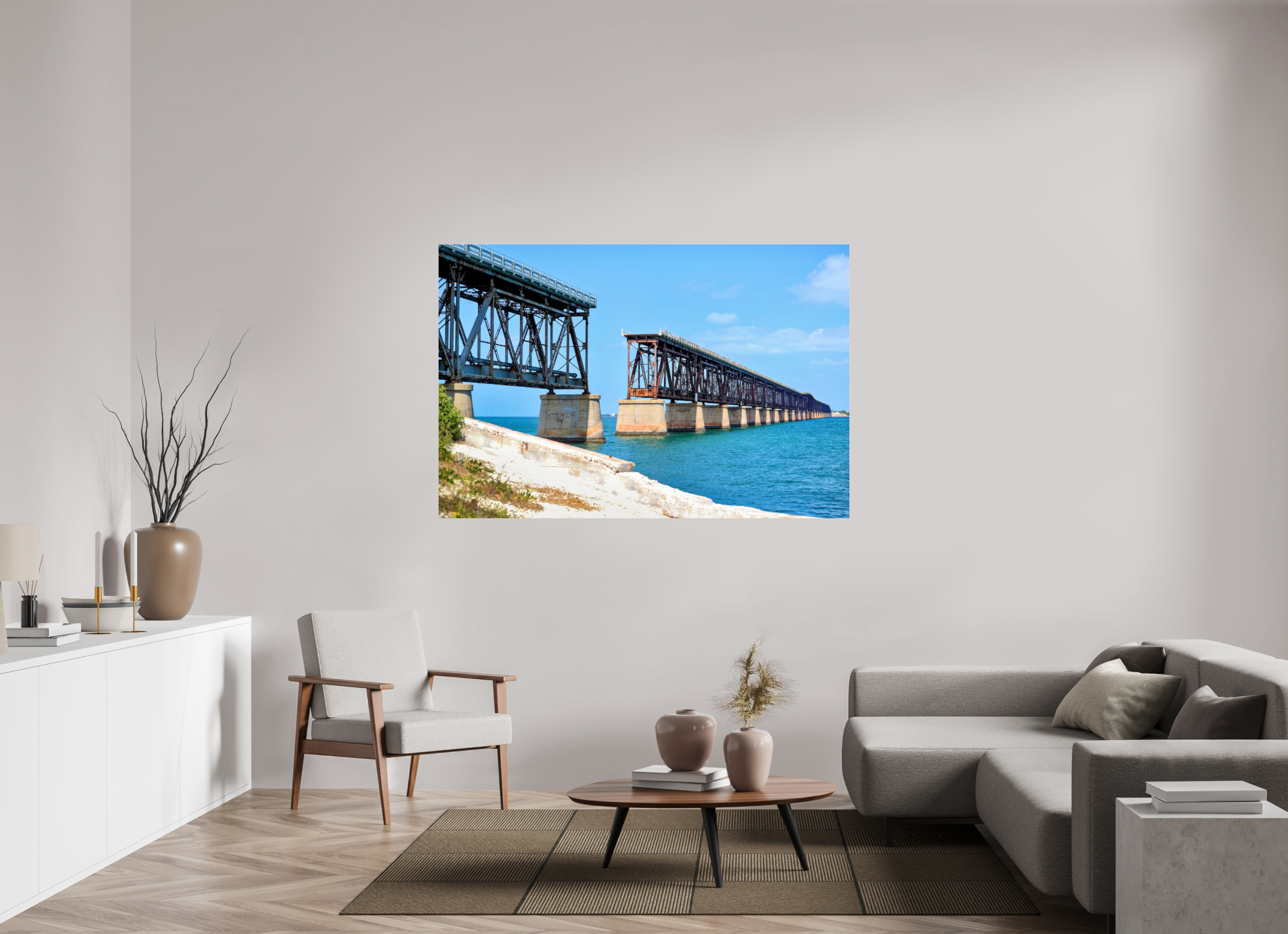 66 x 44″, Photo Print Under Acrylic Glass Old Bahia Honda Bridge