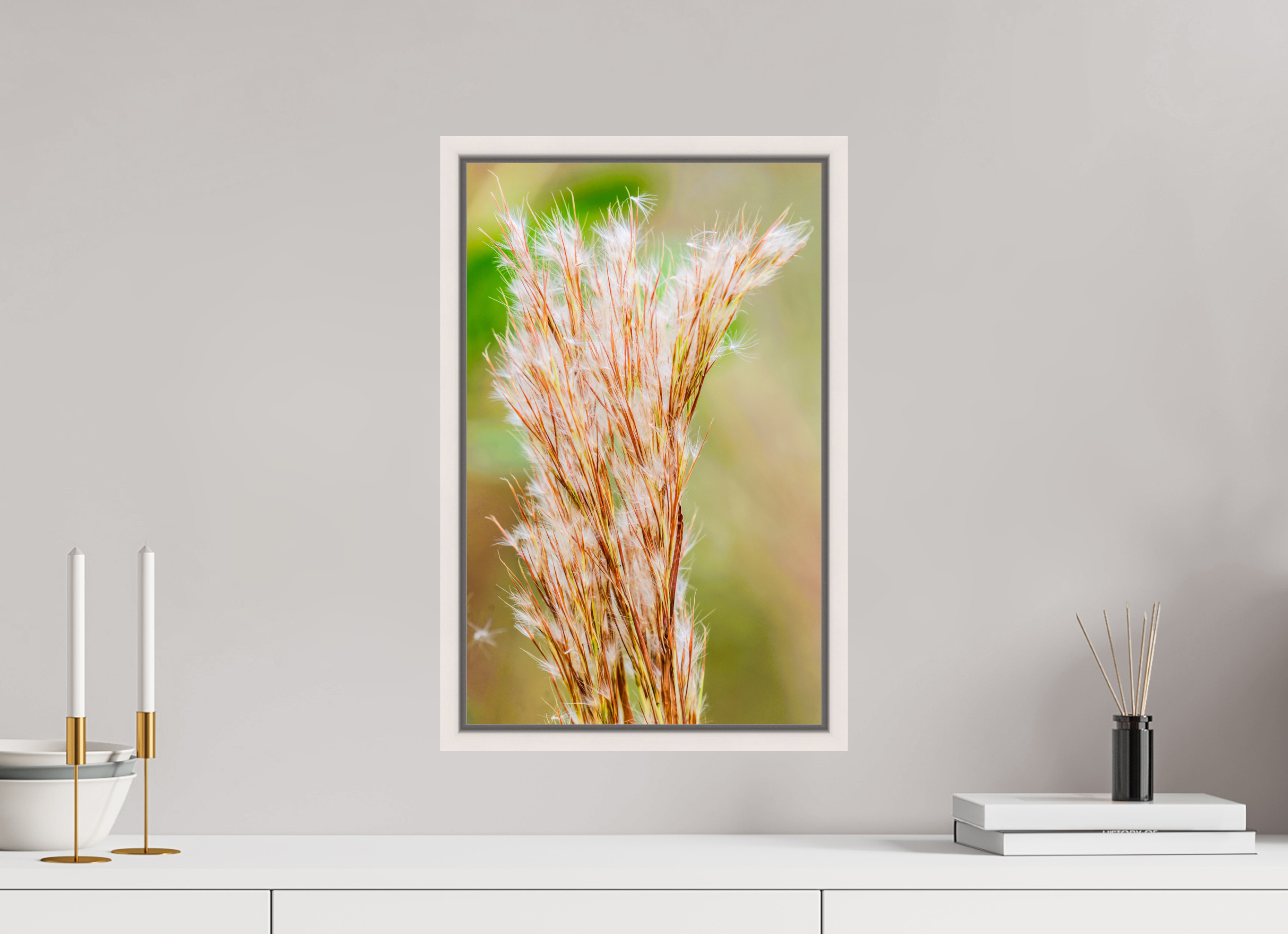 12 x 19″, Photo Print Under Acrylic Glass Basel 0.6", Maple White Bushy Bluestem in the Breeze