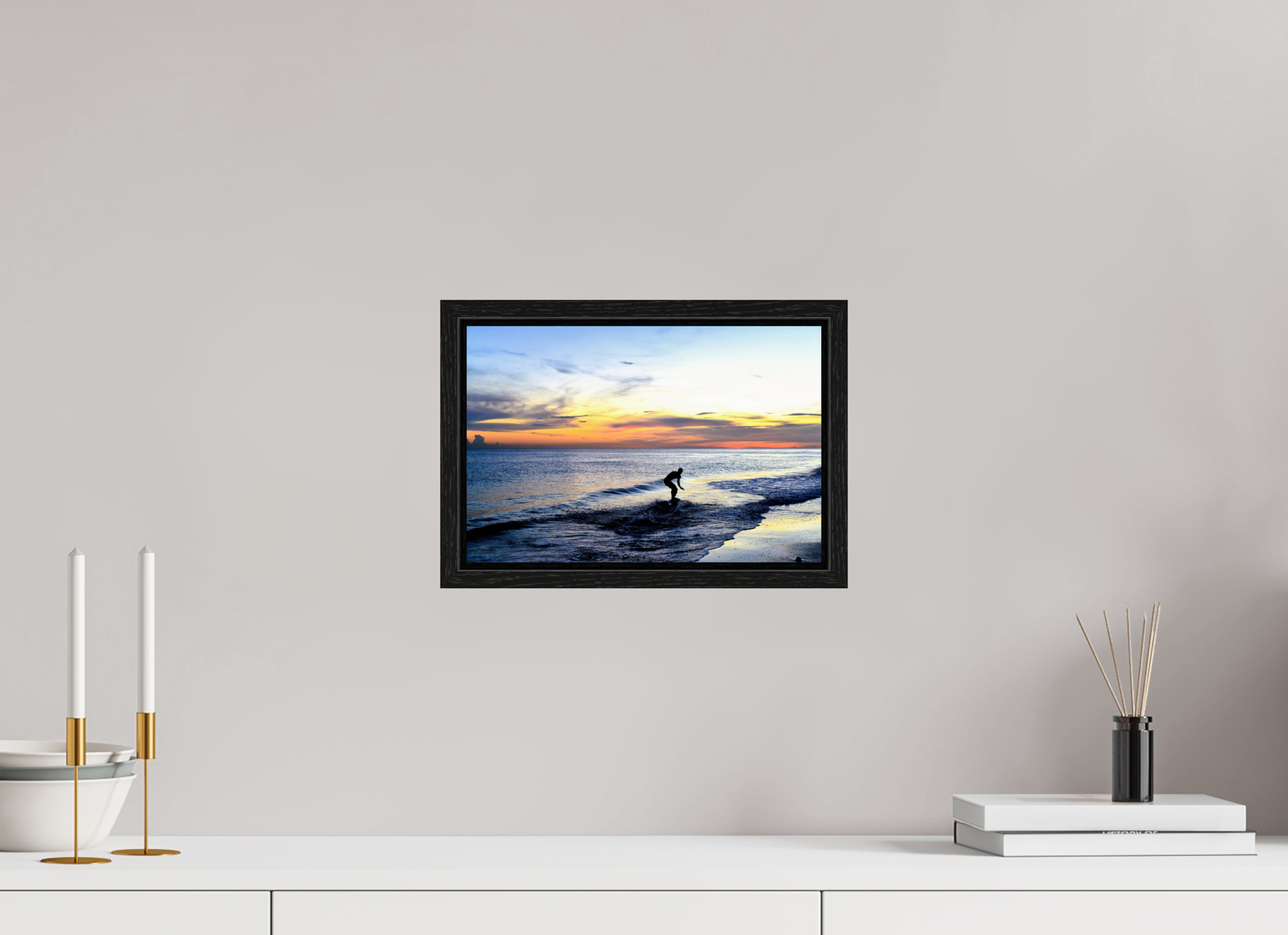 12 x 8″, Floater Frame, Basel 0.6", Black Oak, Glossy Acrylic Glass Chasing the Last Light