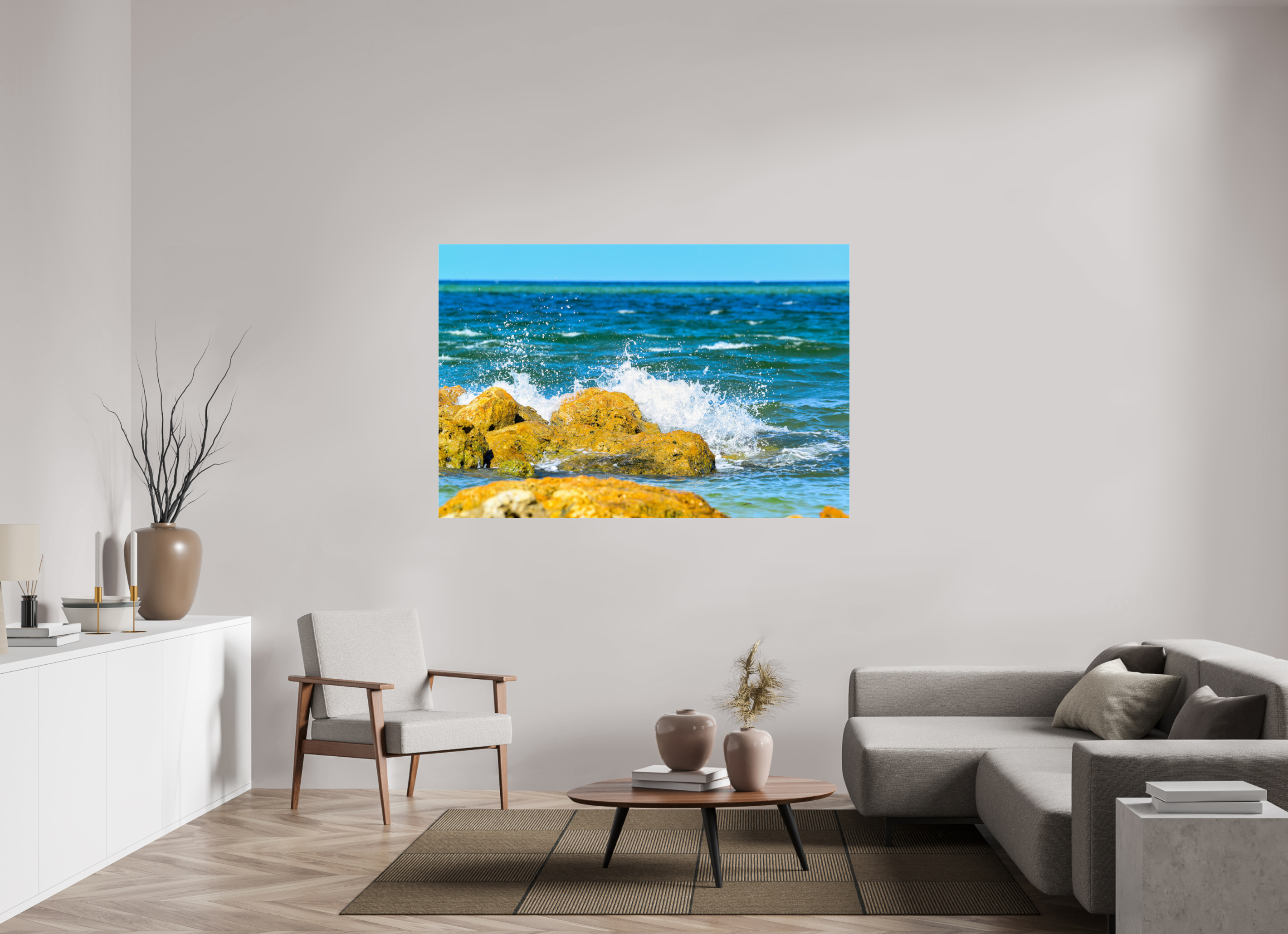 66 x 44″, Metallic Photo Print Under Acrylic Glass The Ocean’s Impact