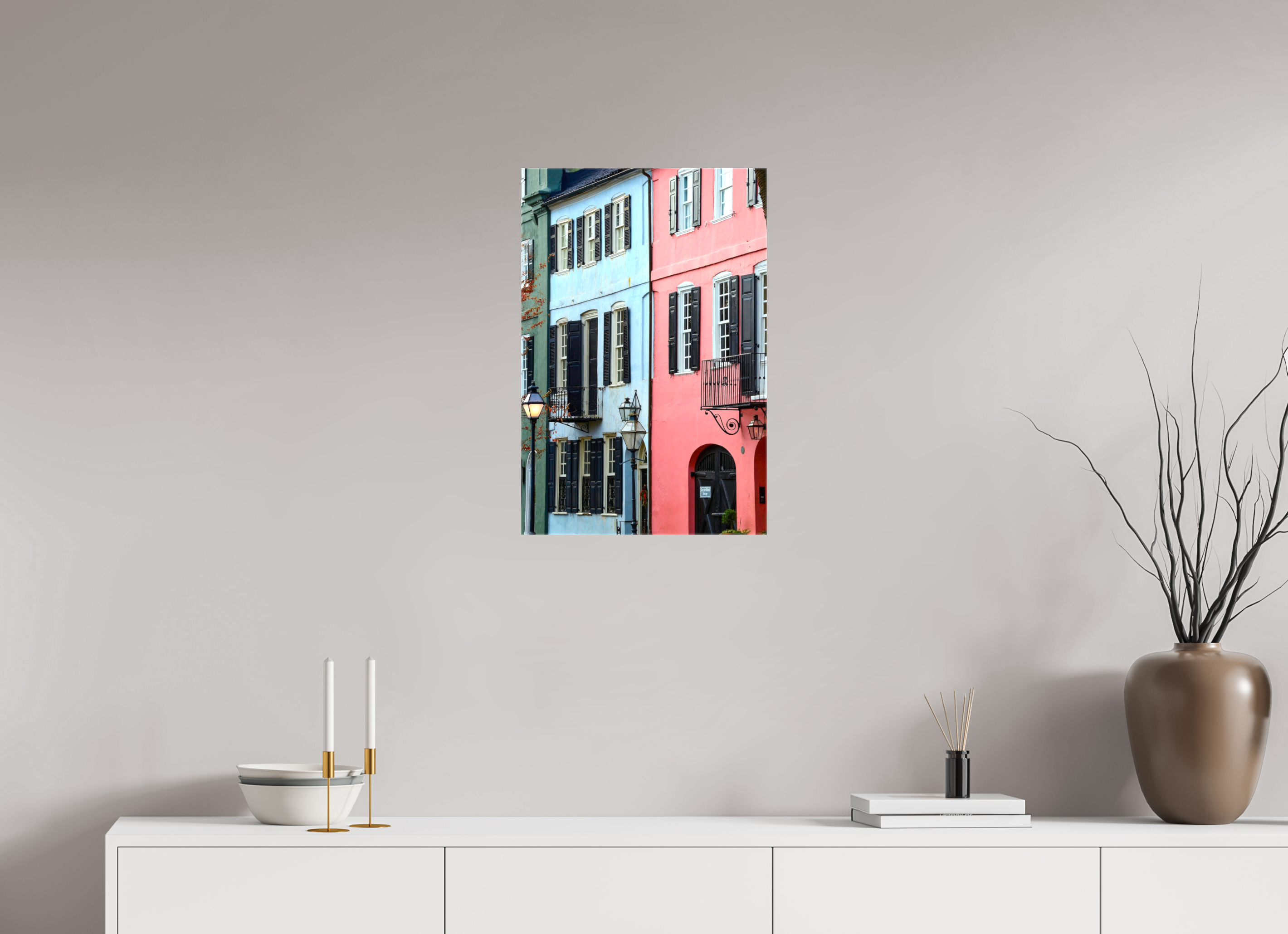 16 x 24″, Glossy Canvas on Stretcher Frame, 1,57" Wrapped Rainbow Row