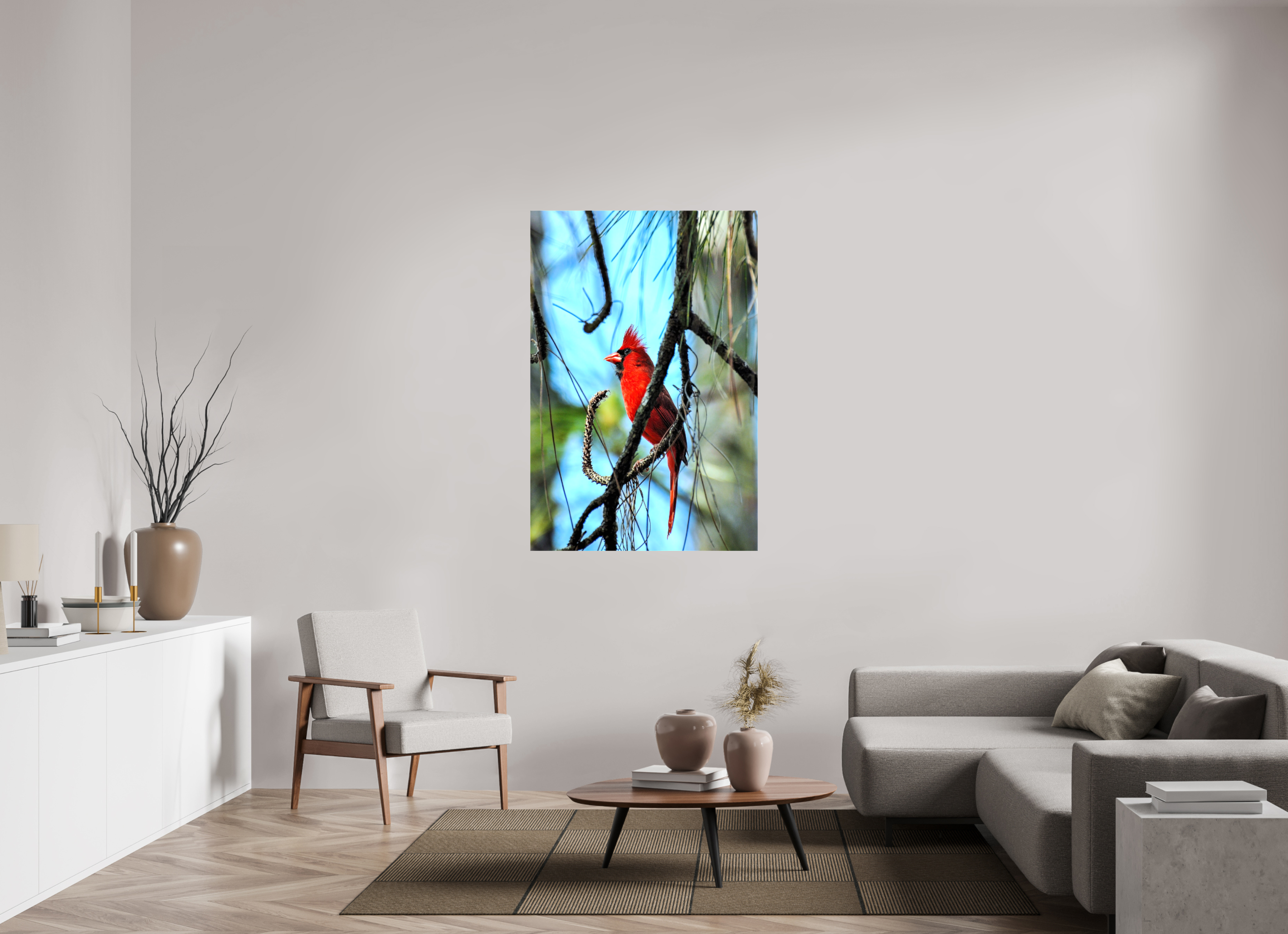 36 x 54″, Glossy Canvas on Stretcher Frame, 1,57" Wrapped The Corkscrew Cardinal