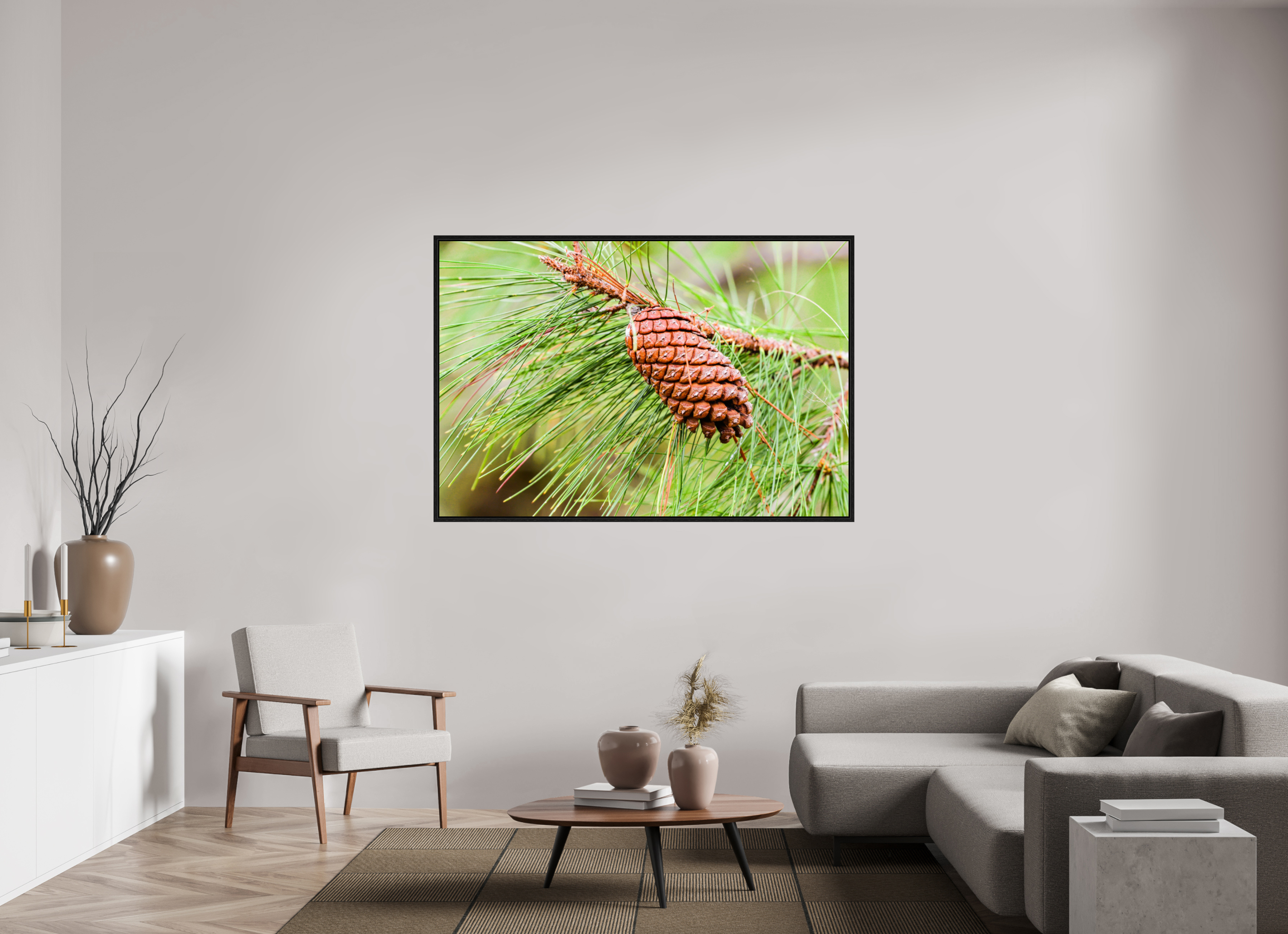 63.9 x 43″, Floater Frame The Longleaf Pine Cone