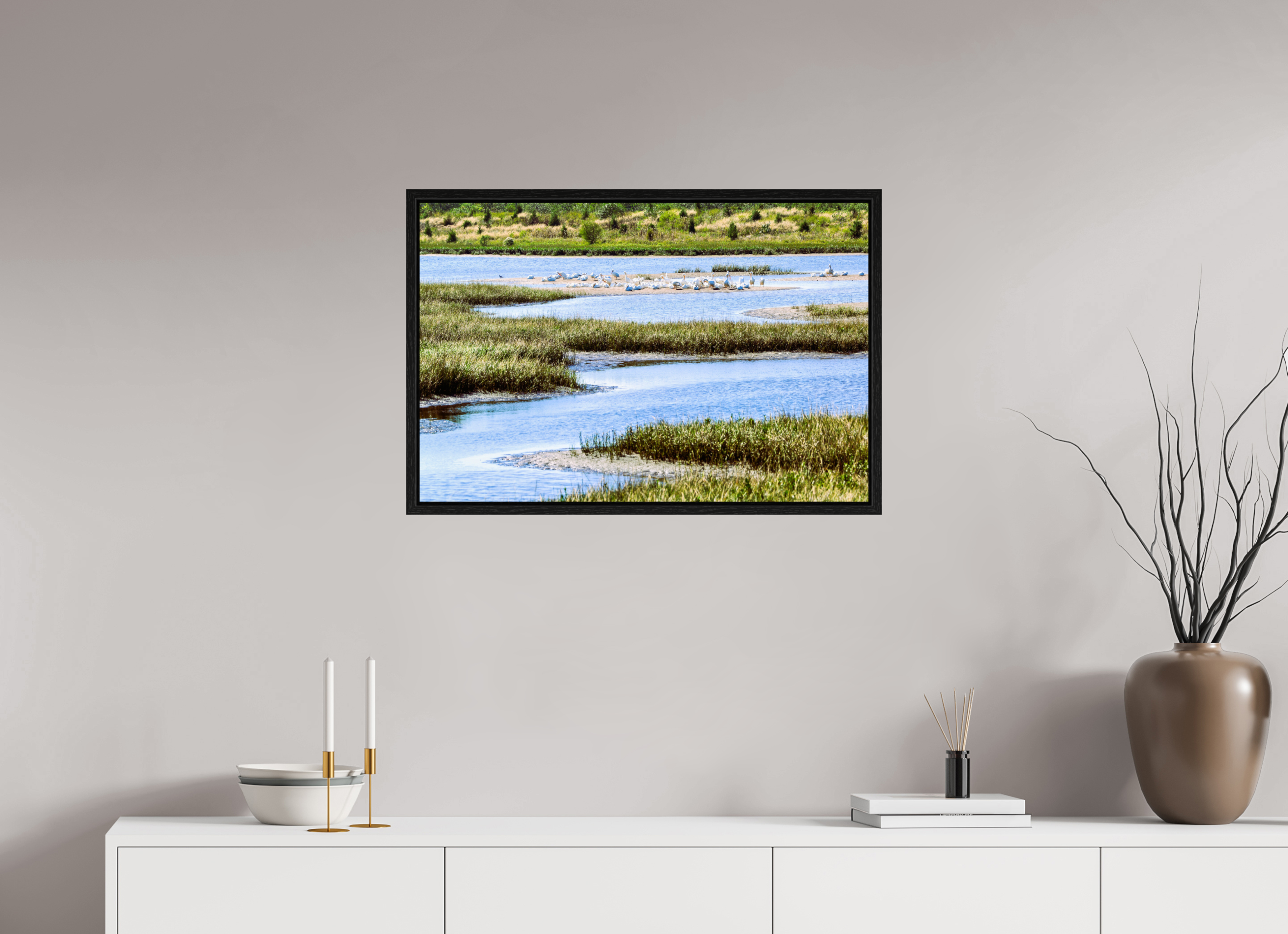 30 x 20″, Floater Frame Marshland Sanctuary