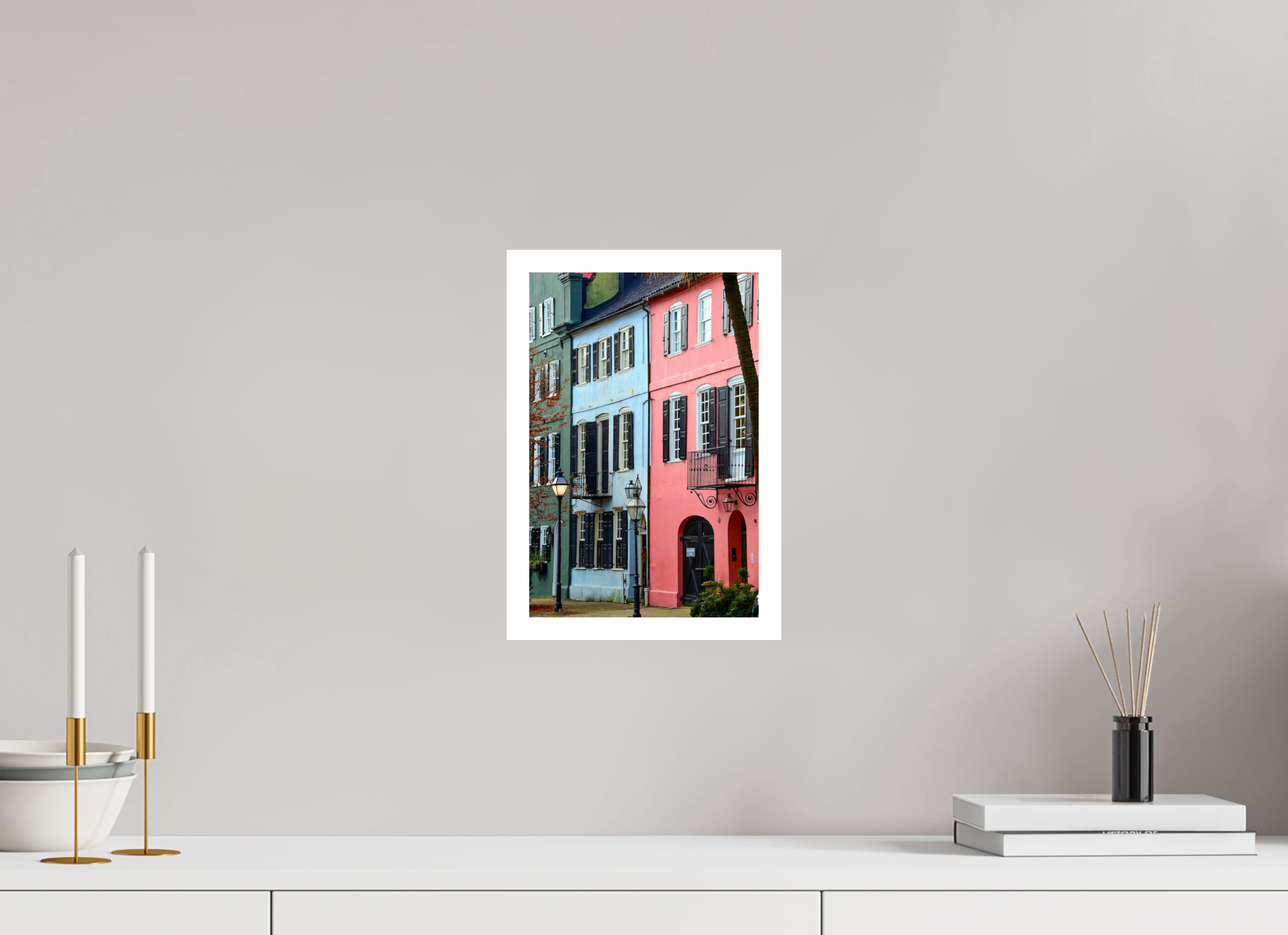 8 x 12″, Hahnemühle FineArt Pearl Print, .79" white border Rainbow Row