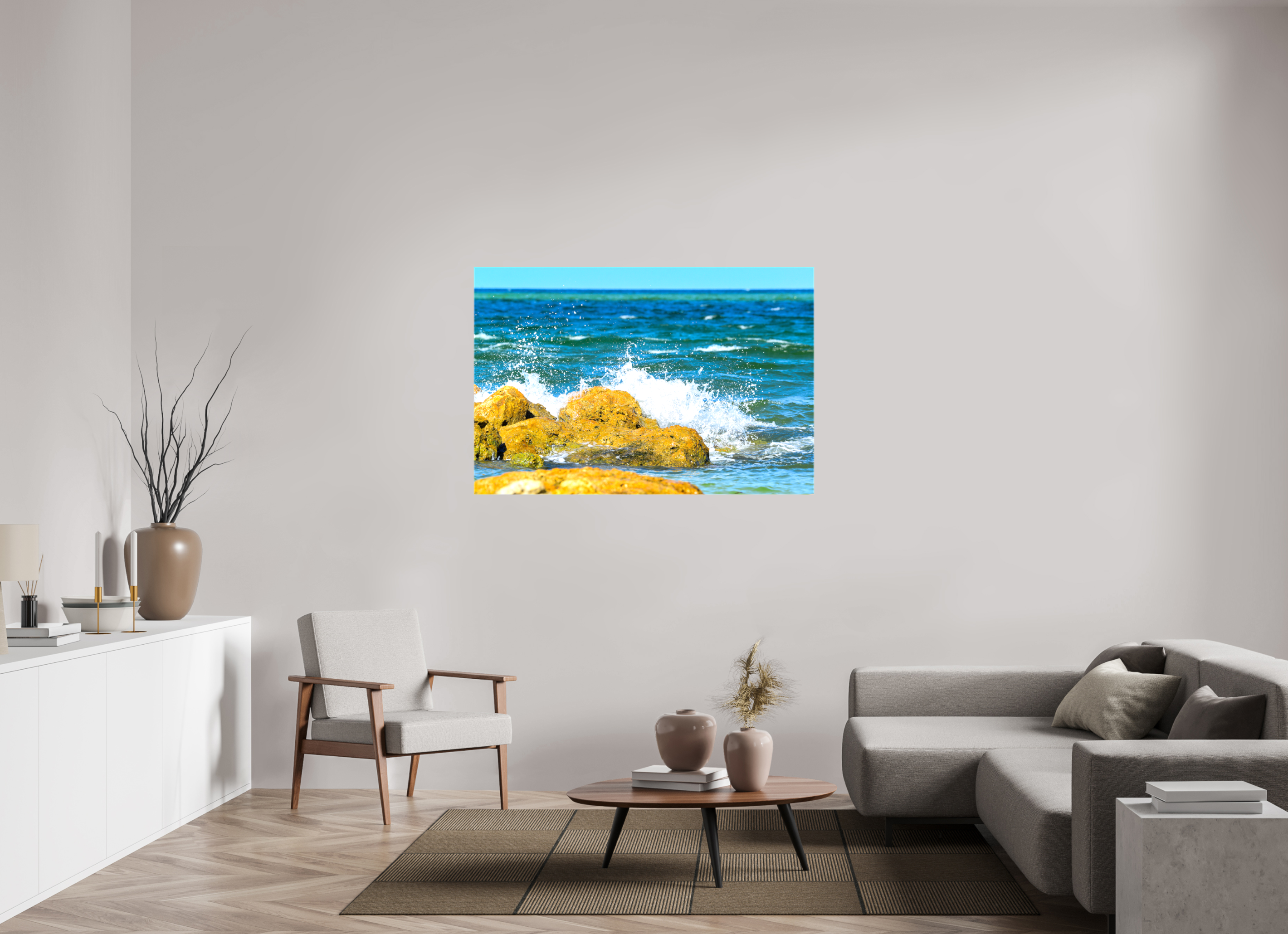 54 x 36″, Glossy Canvas on Stretcher Frame, 1,57" Wrapped The Ocean’s Impact