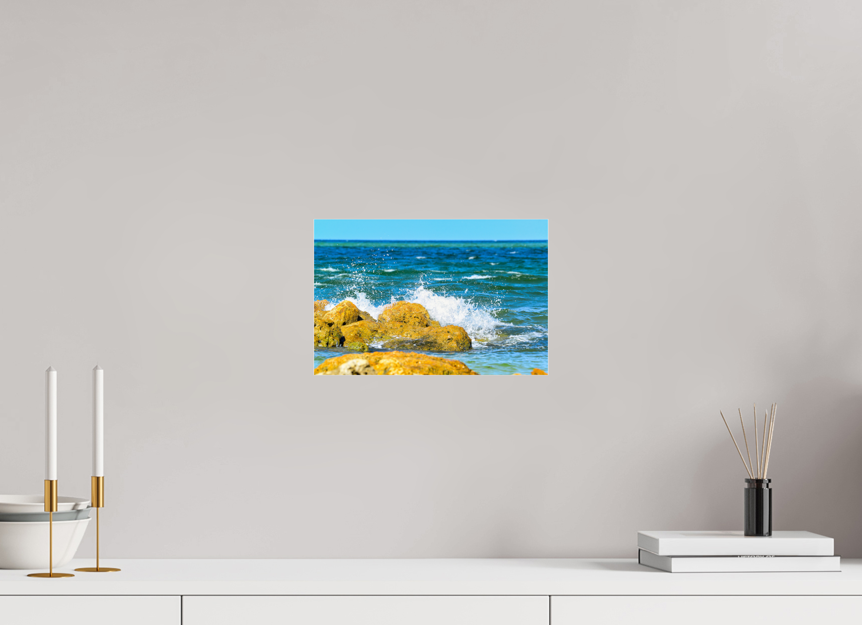 12 x 8″, Metallic Photo Print Under Acrylic Glass The Ocean’s Impact