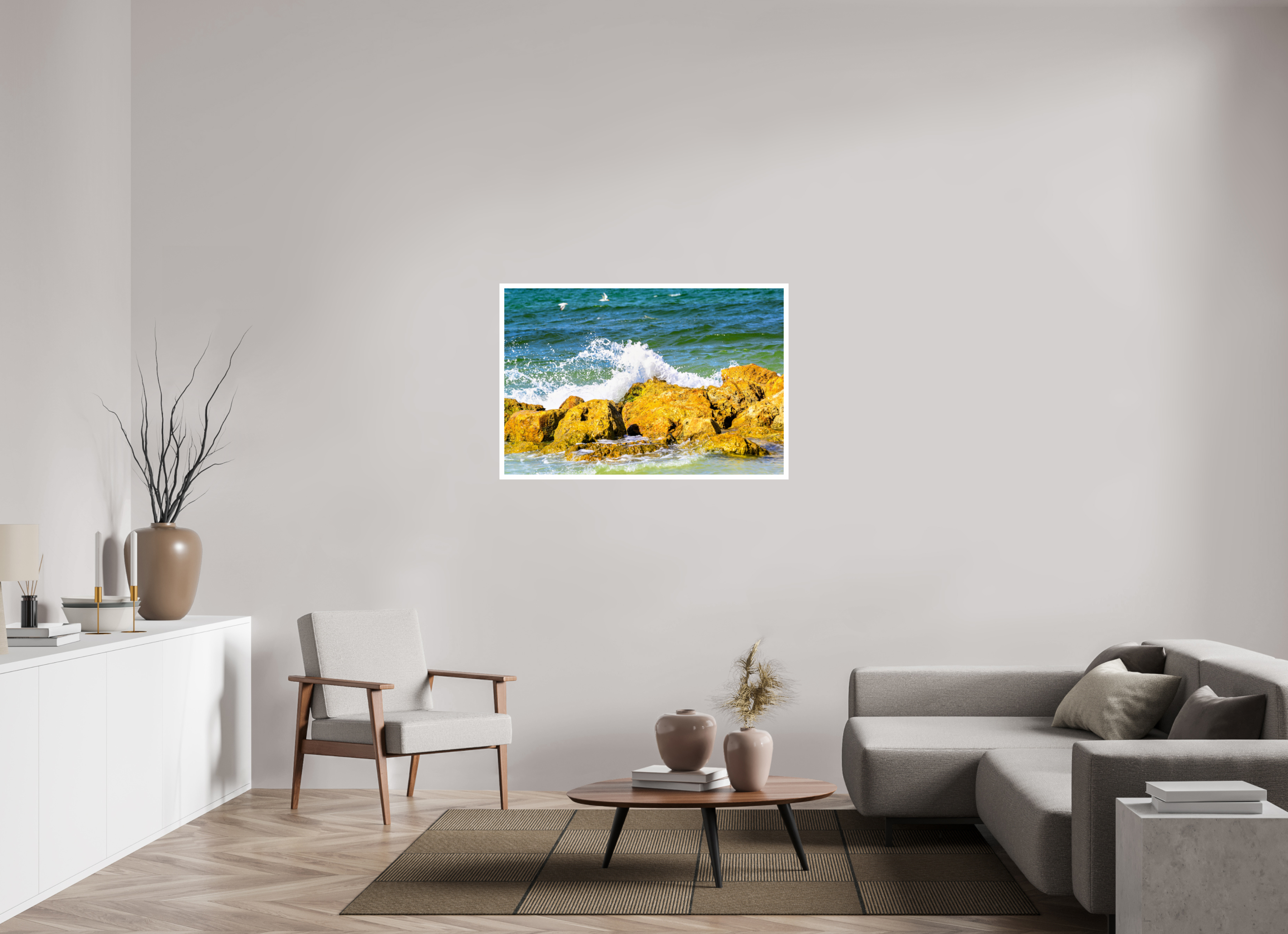 45 x 30″, Hahnemühle FineArt Pearl Print, .79" white border Waves Breaking