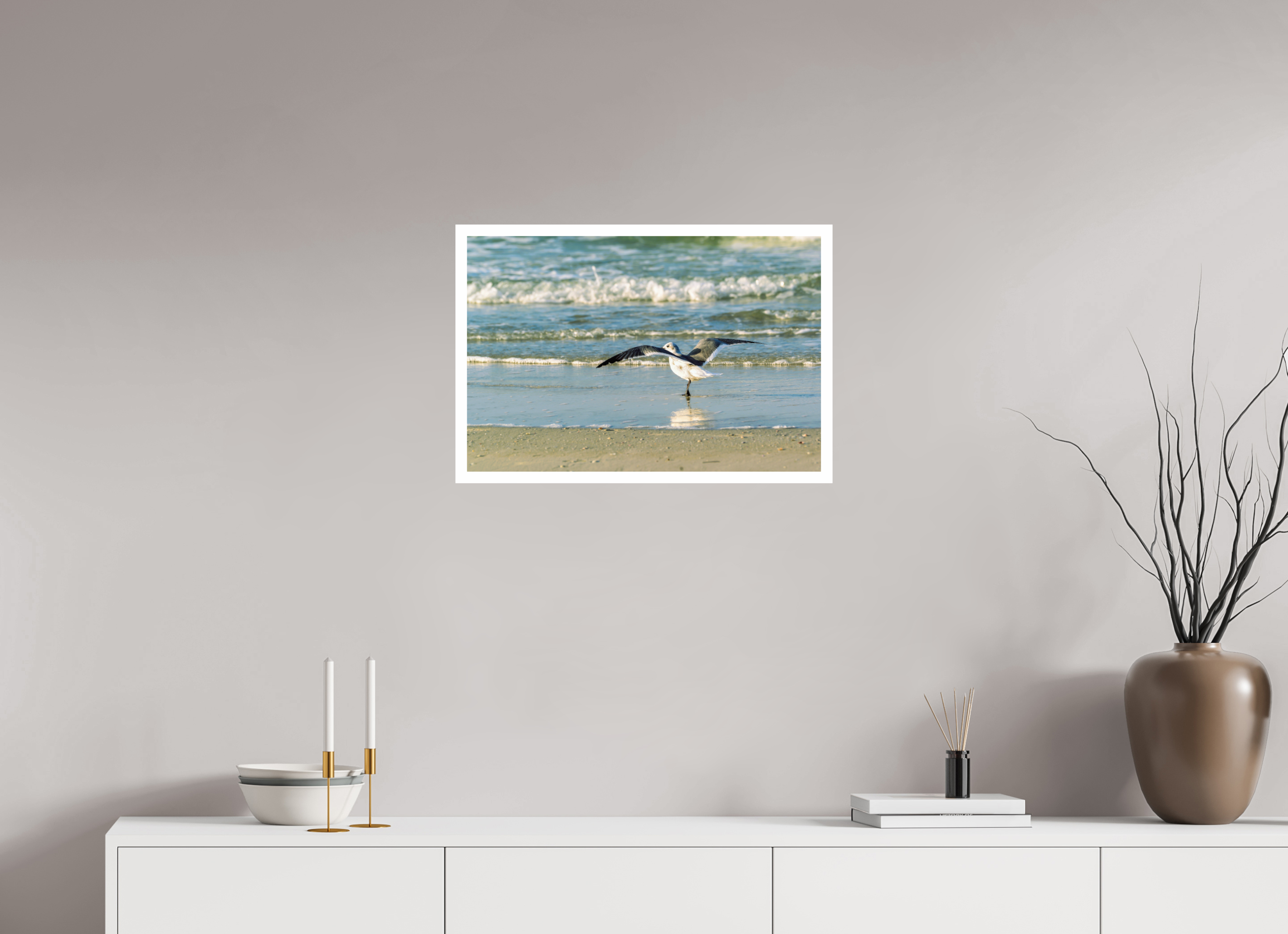 24 x 16″, Hahnemühle FineArt Pearl Print, .79" white border Laughing Gull in Motion