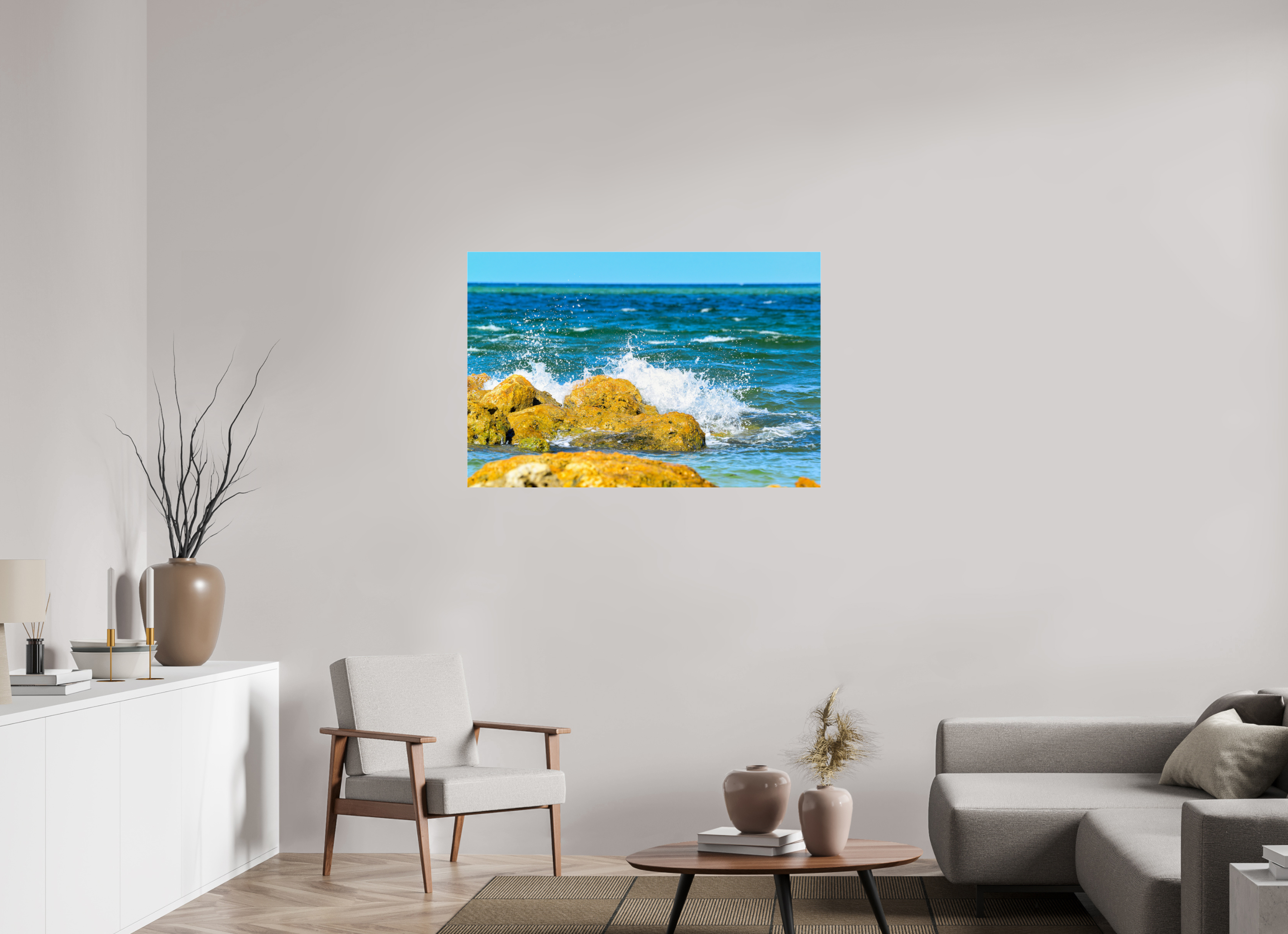 45 x 30″, Metallic Photo Print Under Acrylic Glass The Ocean’s Impact