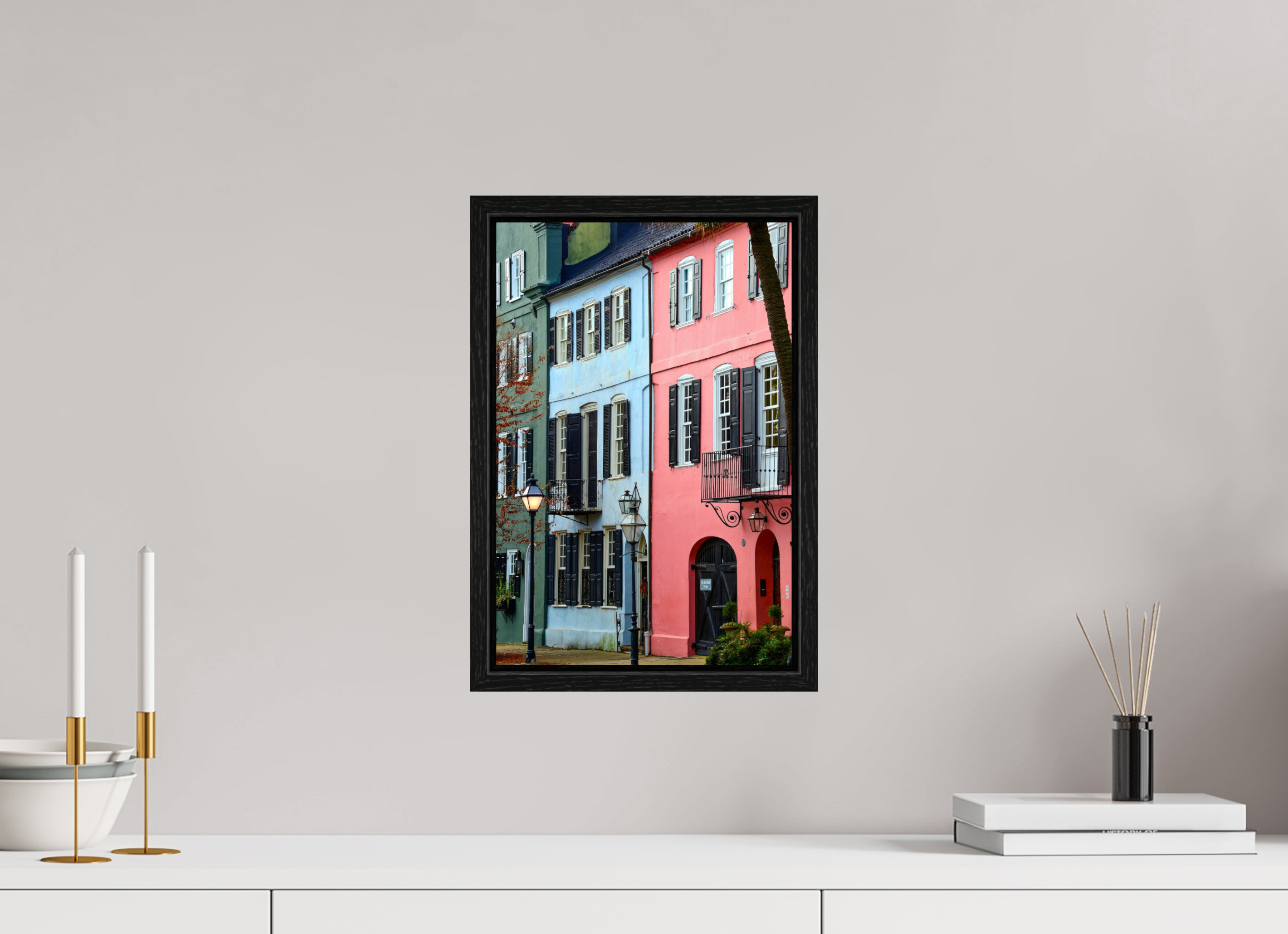 10 x 15″, Floater Frame Rainbow Row