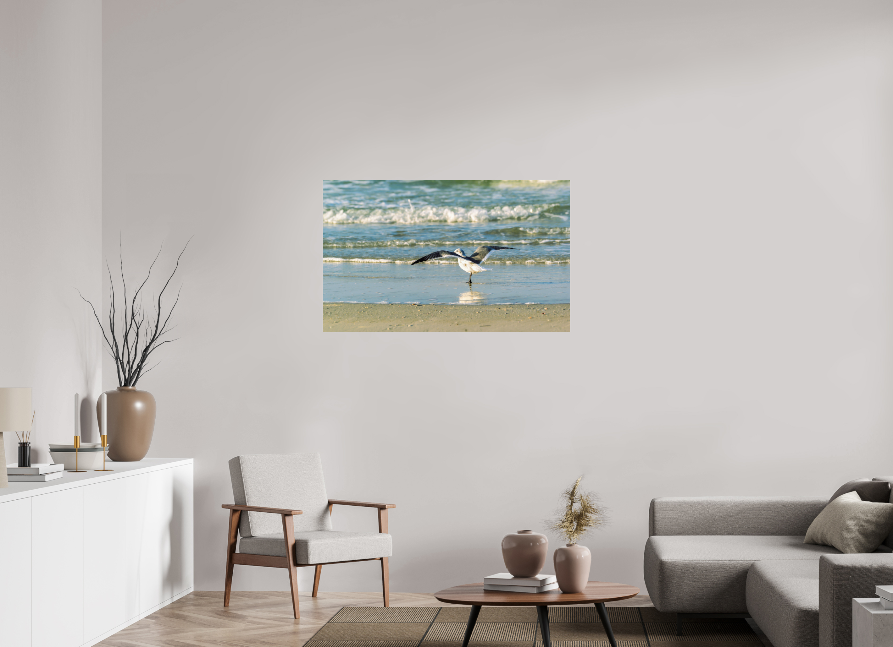 45.4 x 28″, Photo Print Under Acrylic Glass Laughing Gull in Motion