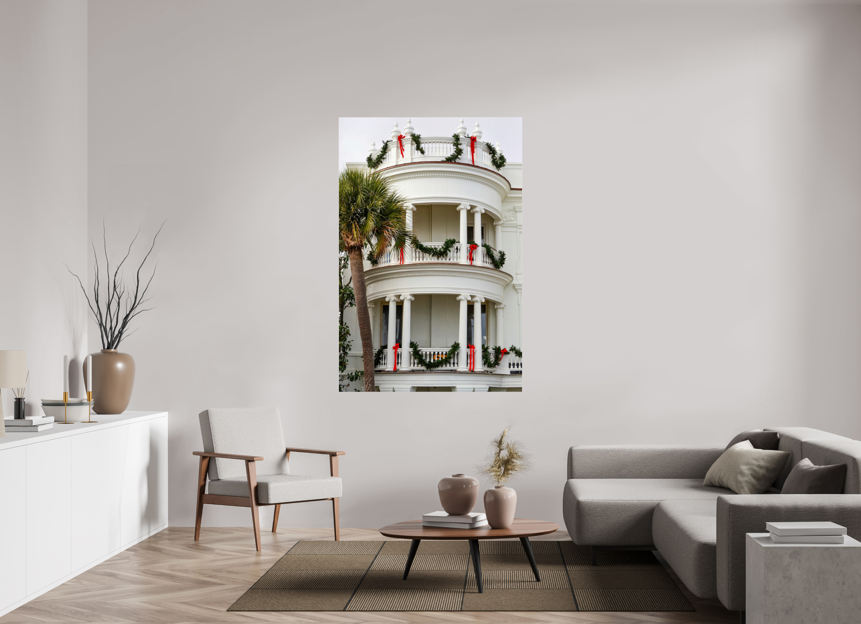44 x 66″, Photo Print Under Acrylic Glass Christmas on the Battery: Porcher-Simonds House