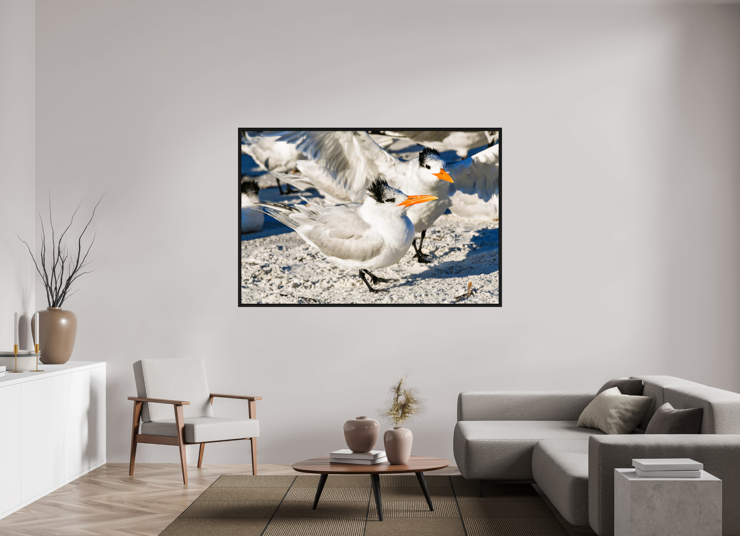 69.9 x 47″, Floater Frame, Basel 0.6", Black Oak, Glossy Acrylic Glass Coastal Royalty