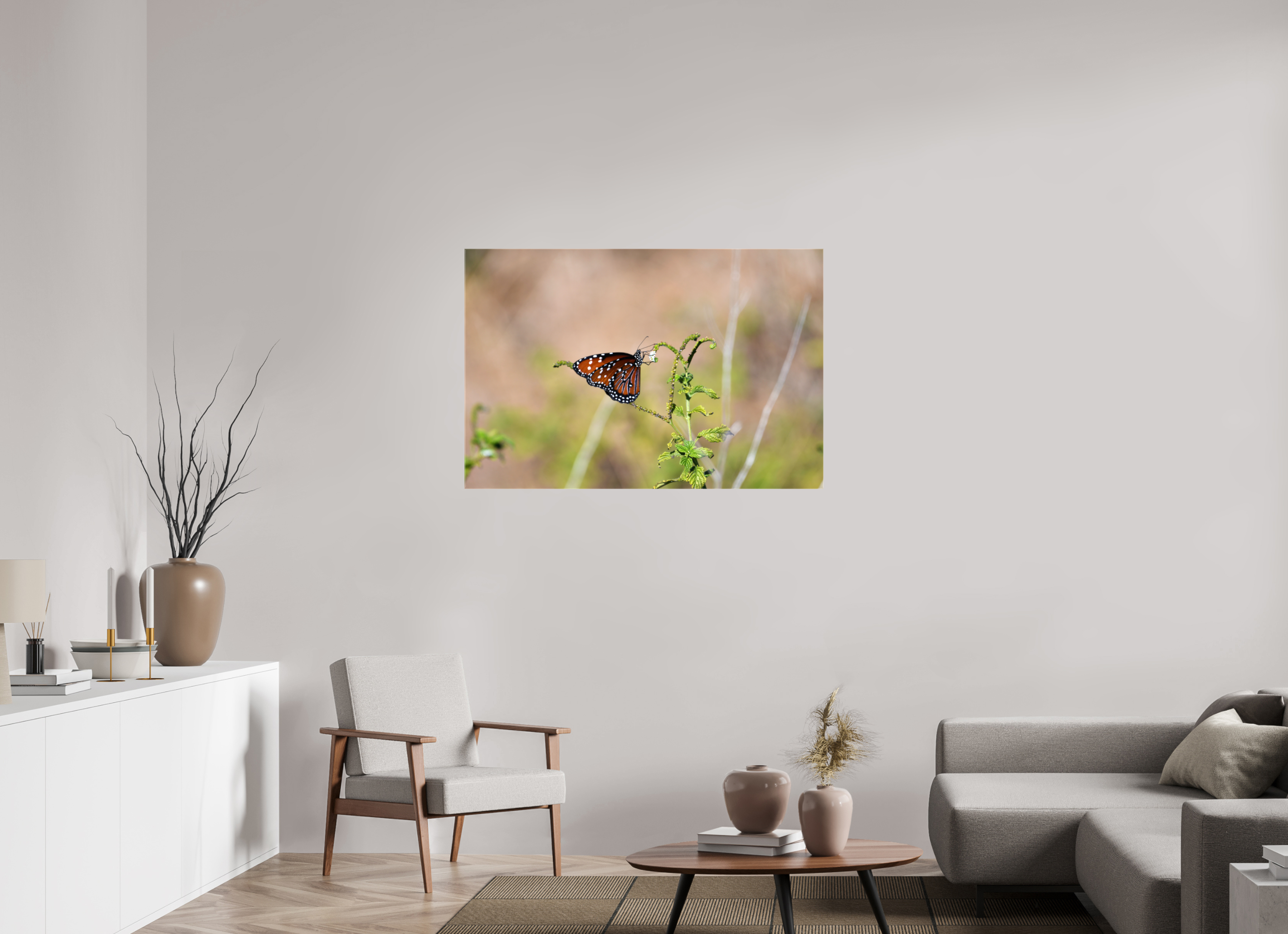 45 x 30″, Glossy Canvas on Stretcher Frame, 1,57" Wrapped Queen Butterfly