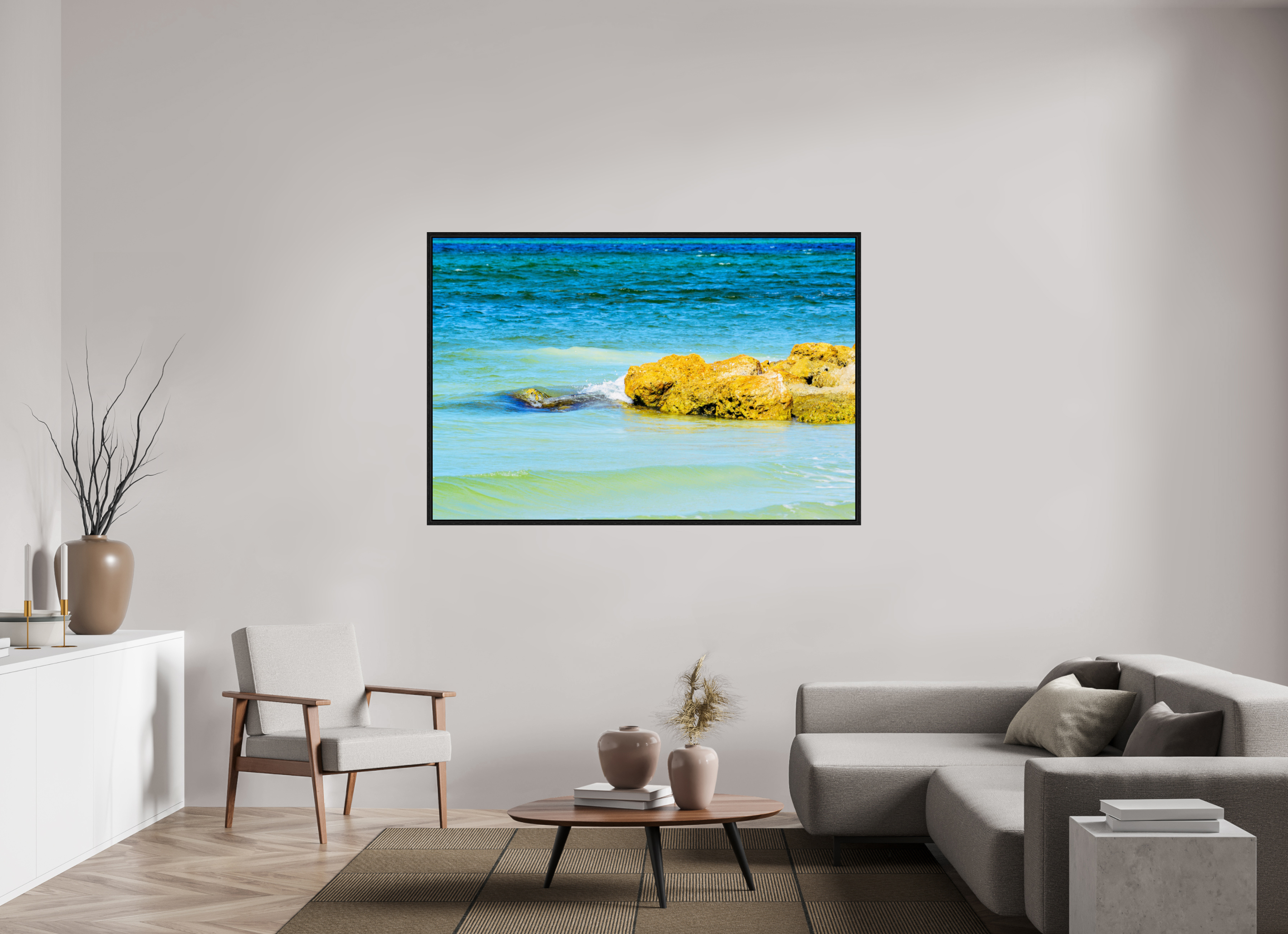 66 x 44″, Floater Frame Calm Waters