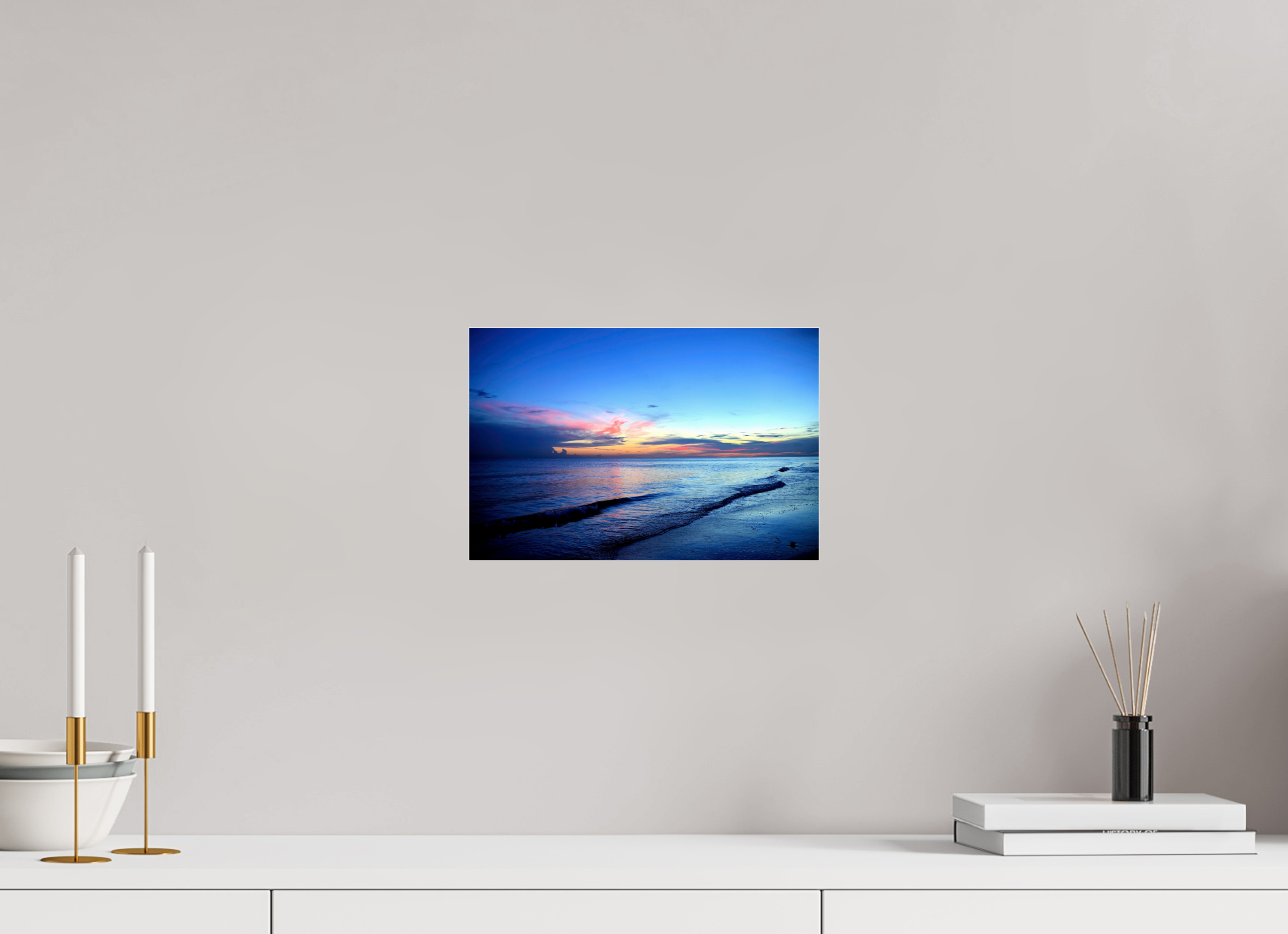 12 x 8″, Metallic Photo Print Under Acrylic Glass Indigo Horizon