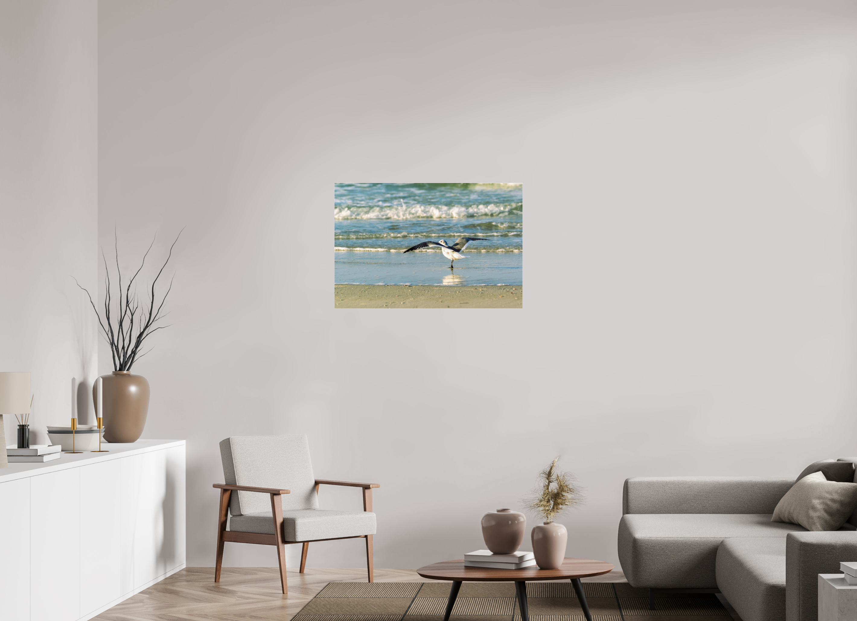 36 x 24″, Metallic Photo Print Under Acrylic Glass Laughing Gull in Motion