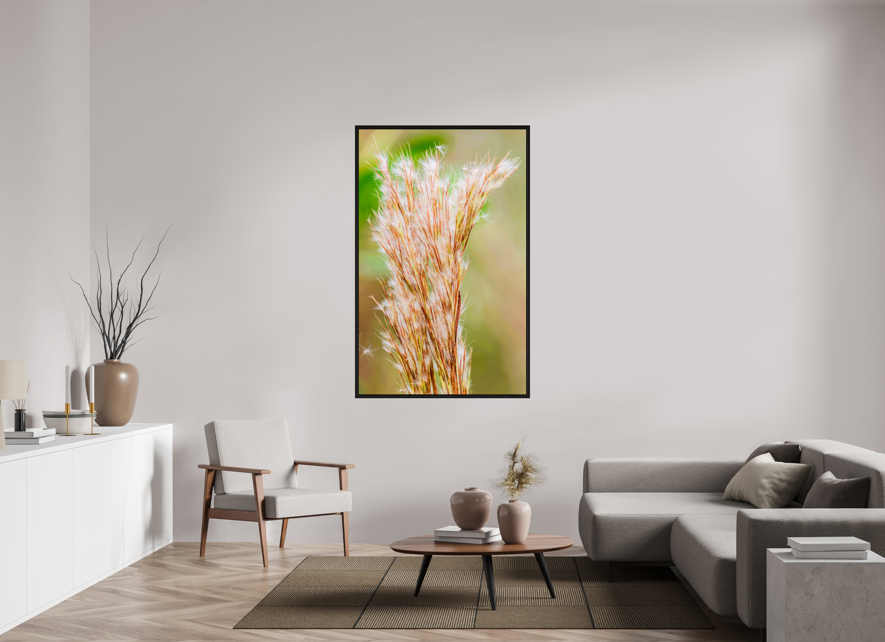 39 x 61.8″, Floater Frame Bushy Bluestem in the Breeze