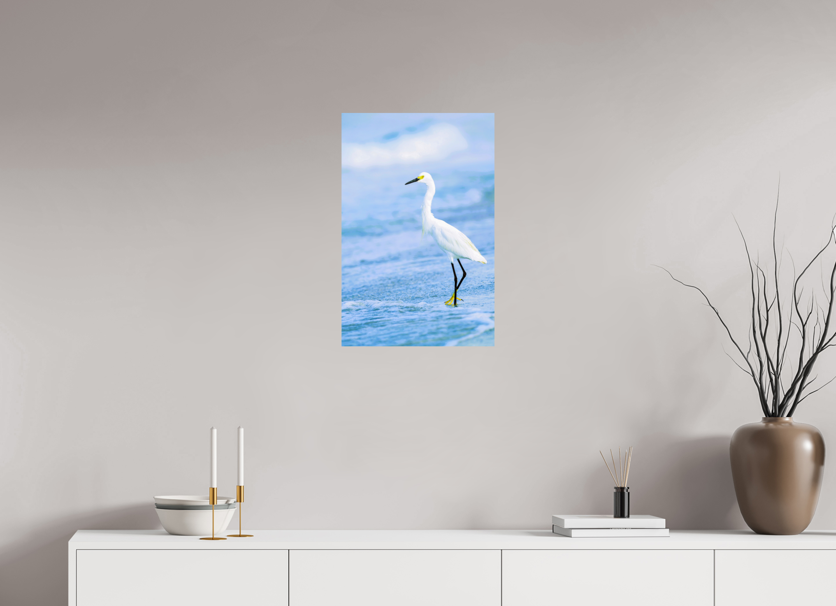 16 x 24.4″, Photo Print On Fuji Crystal DP II Snowy Egret in Azure
