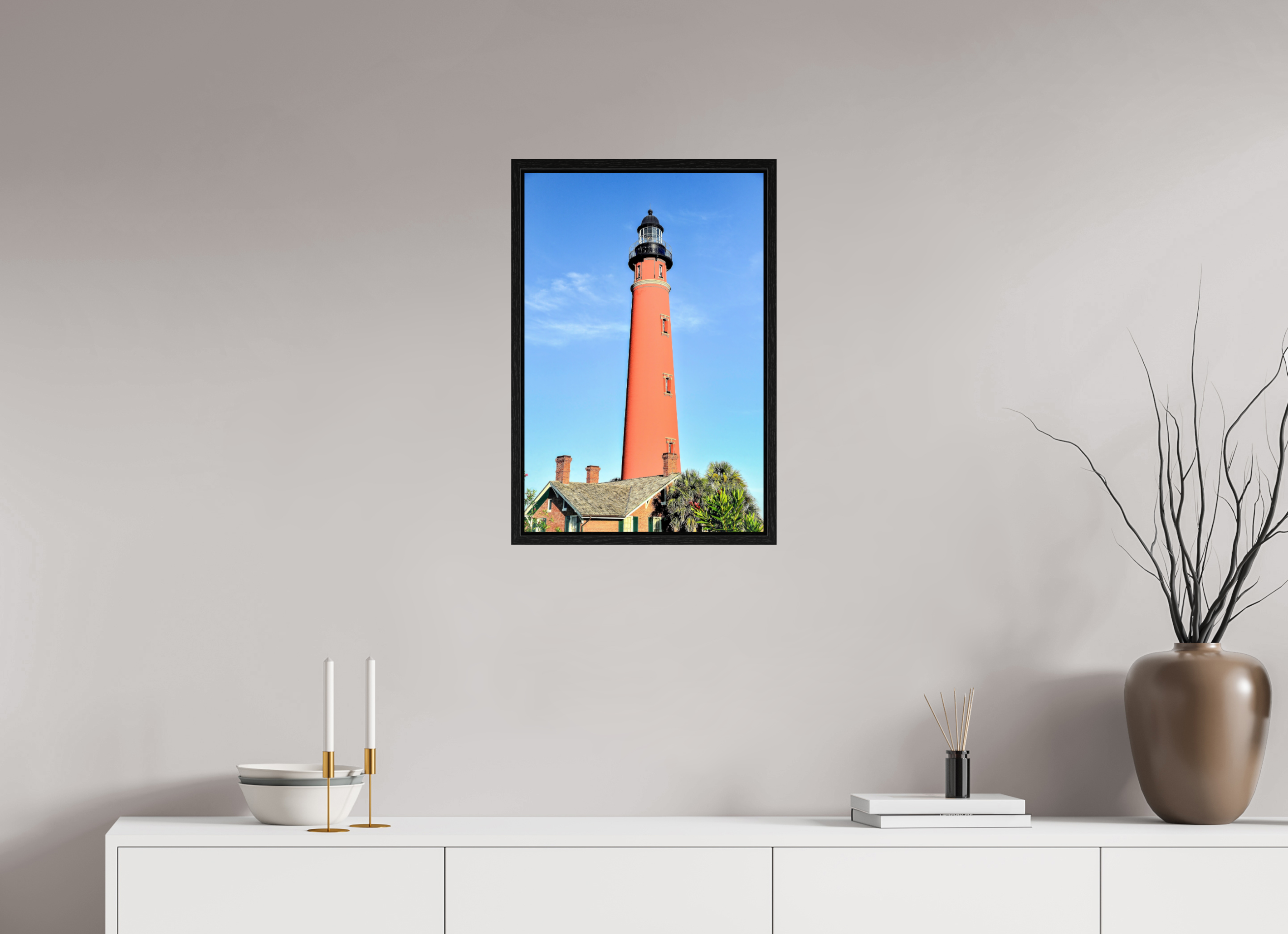 16 x 24″, Floater Frame Historic Red Brick Ponce de Leon Lighthouse