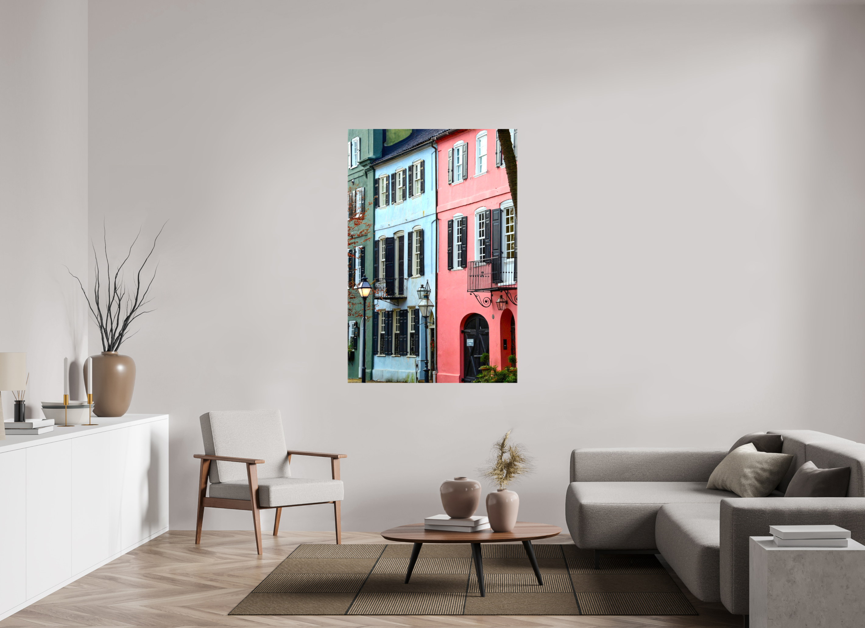 40 x 60″, Glossy Canvas on Stretcher Frame, 1,57" Wrapped Rainbow Row