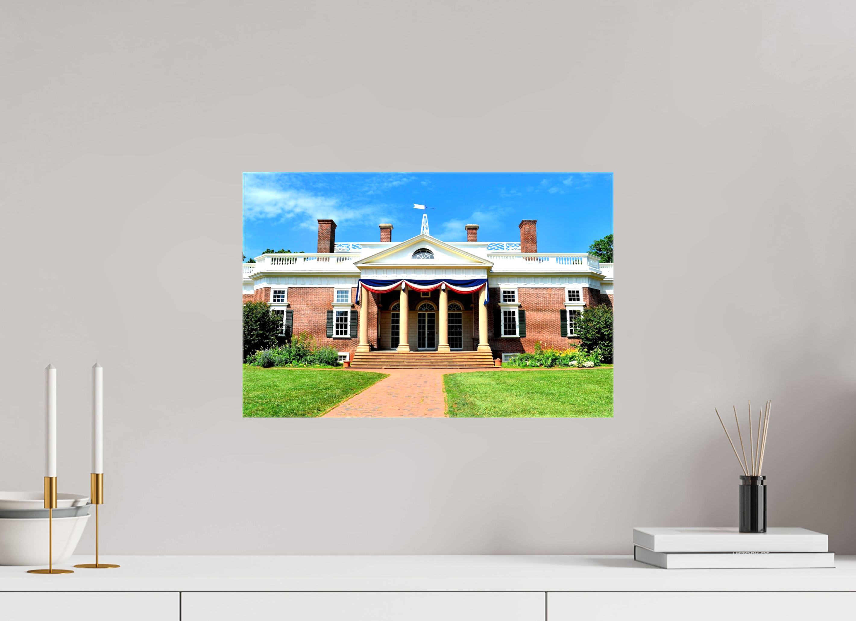18.3 x 12″, Glossy Canvas on Stretcher Frame, 1,57" Wrapped Jefferson’s Masterpiece: Monticello at Midday